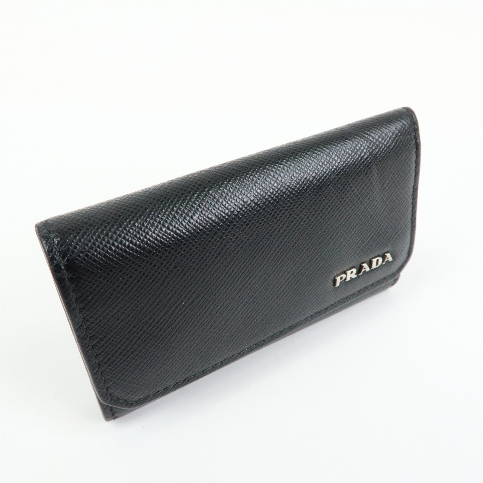 PRADA Saffiano Leather 6 Ring Key Case Key Holder Black 2PG222