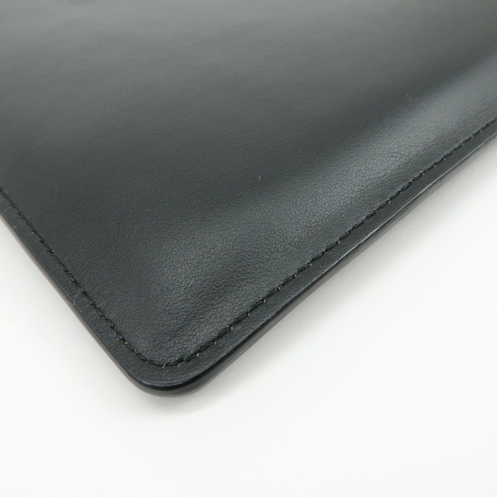 Ferragamo Gancini Leather Clutch Bag Pouch Cosmetic Bag Black