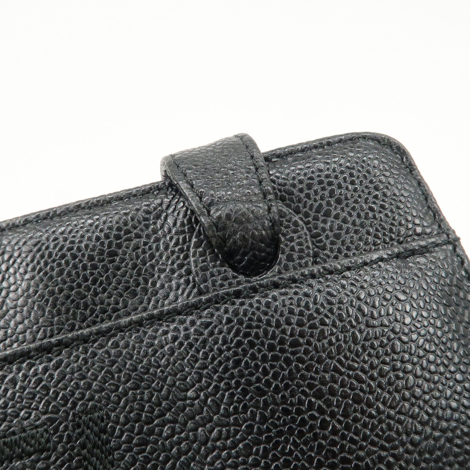 CHANEL Caviarskin Tote Bag Shoulder Bag Black Gold HDW Used