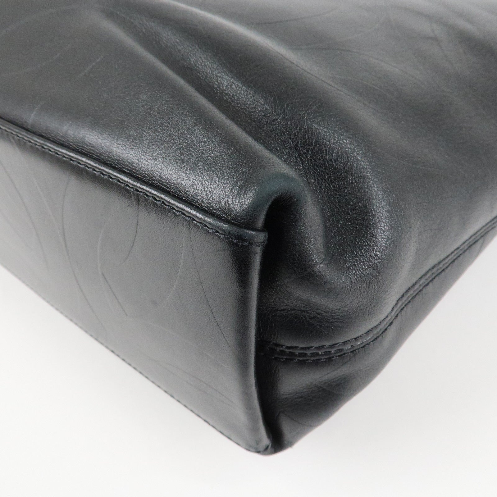 CHANEL COCO Mark Leather Bag Tote Bag Black Used