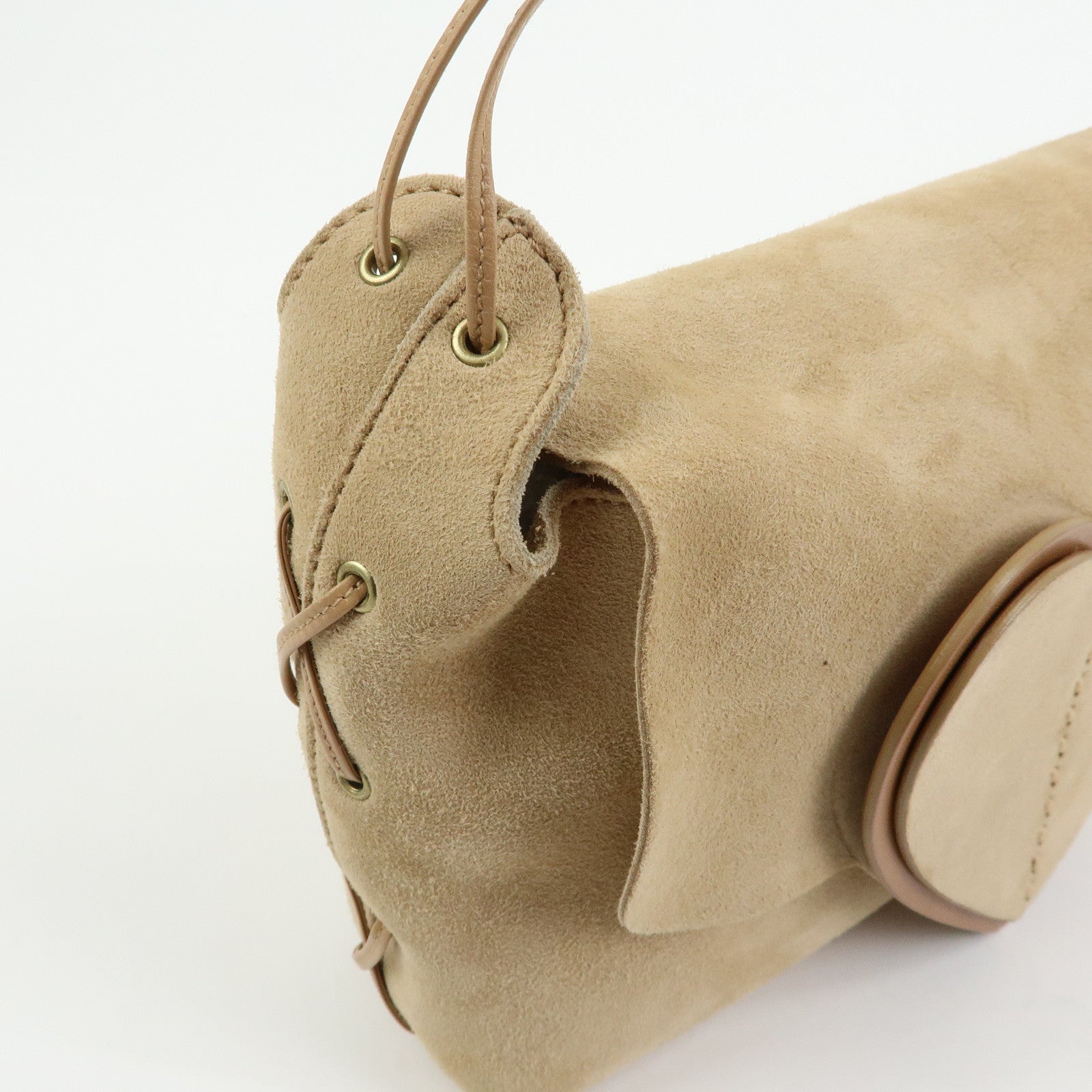 GUCCI Heart Suede Leather Shoulder Bag Beige 95107
