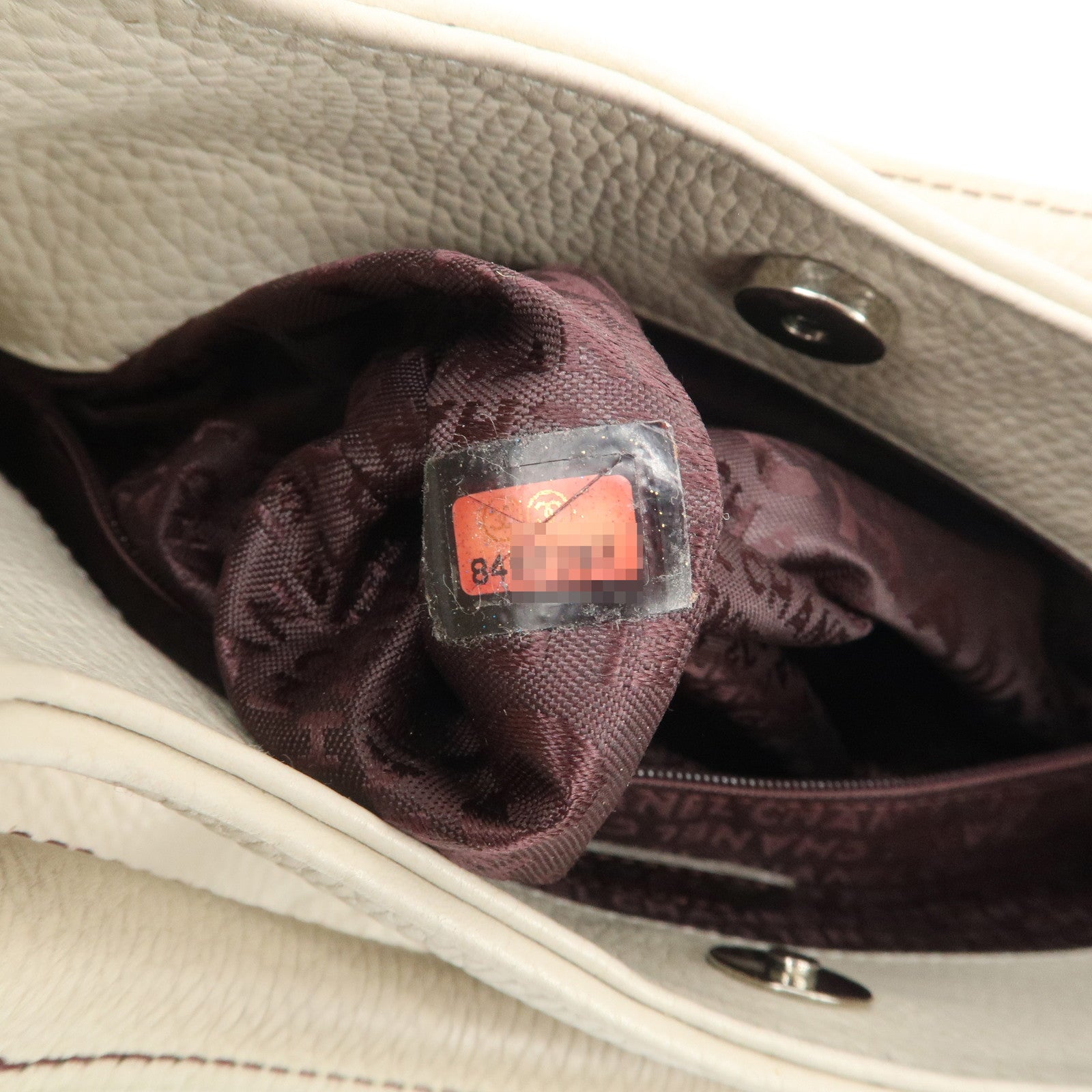 CHANEL Logo Calf Leather Fringe Tassel Shoulder Bag Hand Bag White A23055 Used