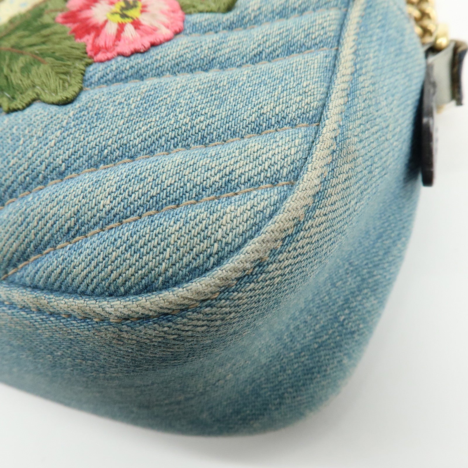 GUCCI GG Marmont Flower Embroidery Leather Shoulder Bag 447632