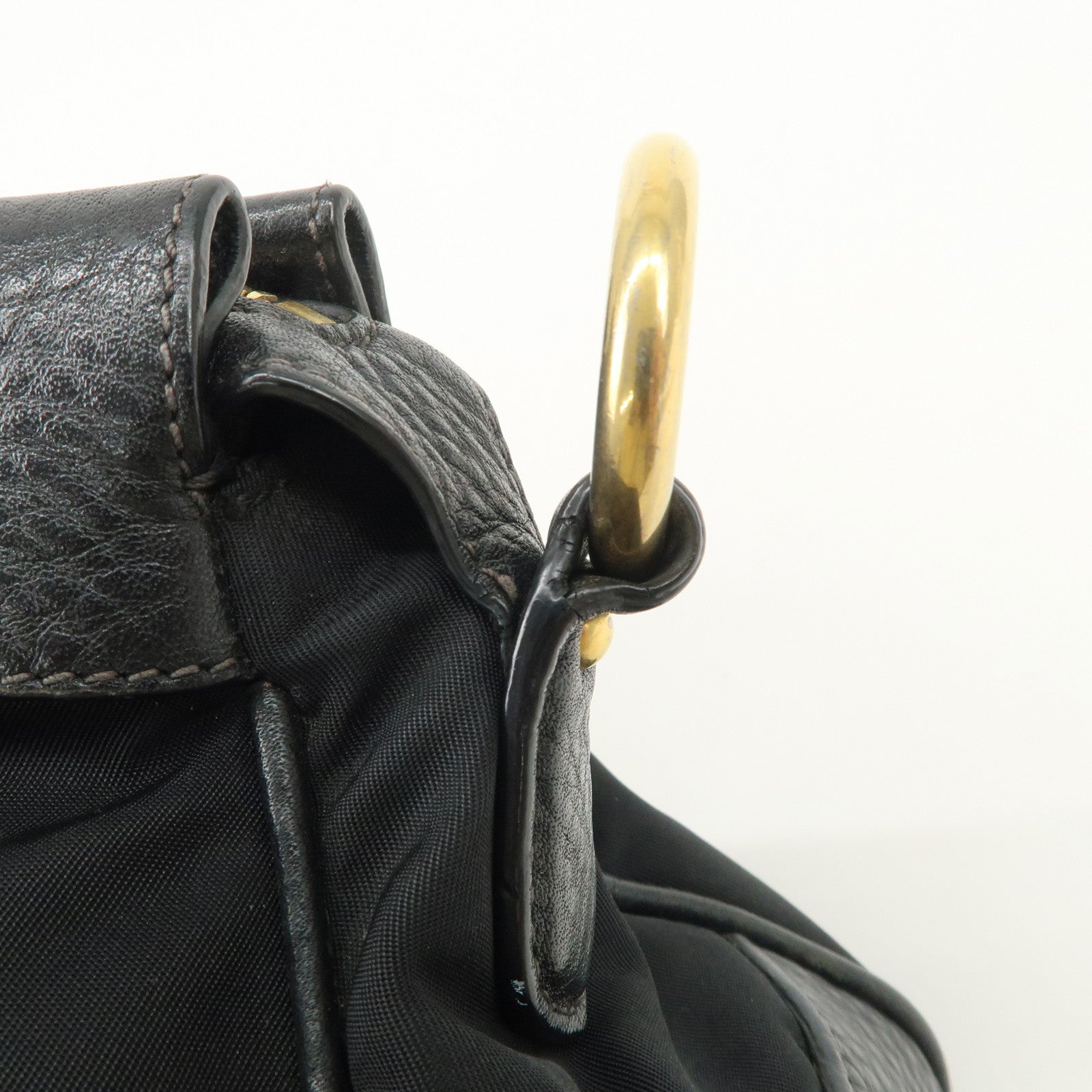 PRADA Nylon Leather 2WAY Bag Hand Bag Shoulder Bag Black BN2032