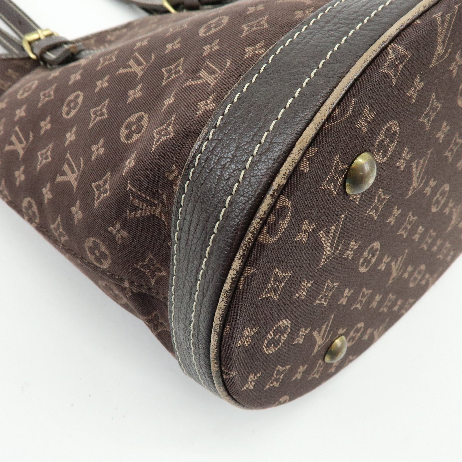 Louis Vuitton Monogram Mini Lin Bucket PM Tote Bag Ebene M95226