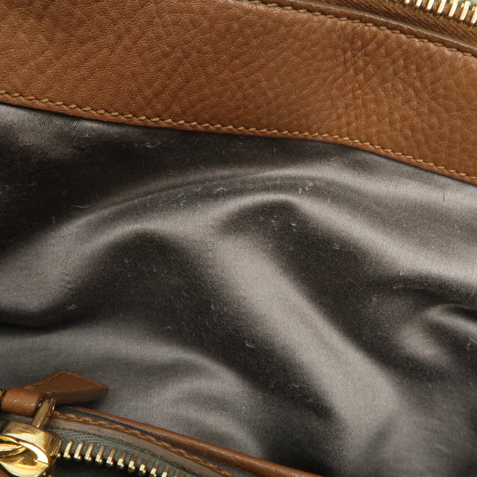 MIU MIU Logo Leather 2Way Bag Hand Bag Shoulder Bag Brown RN0761