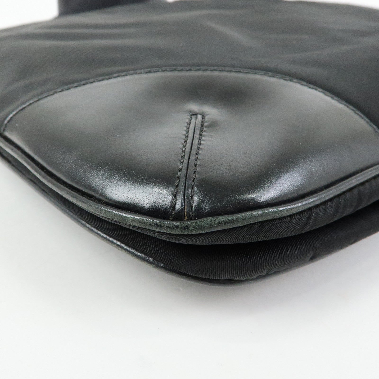 PRADA Triangle Logo Nylon Leather Shoulder Bag Black BT0326