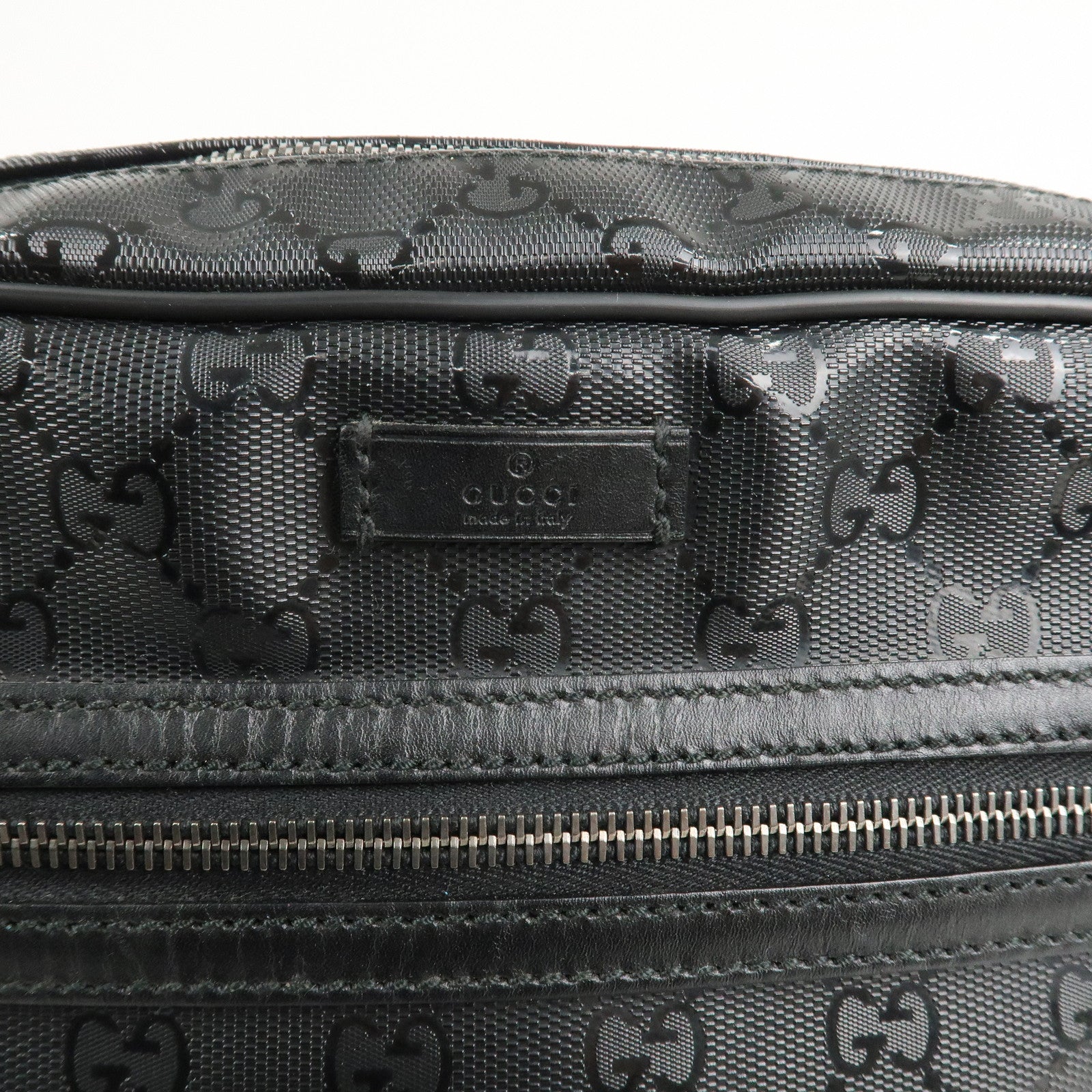 GUCCI GG Imprime Monogram PVC Shoulder Bag Cross Body Bag Black 201448