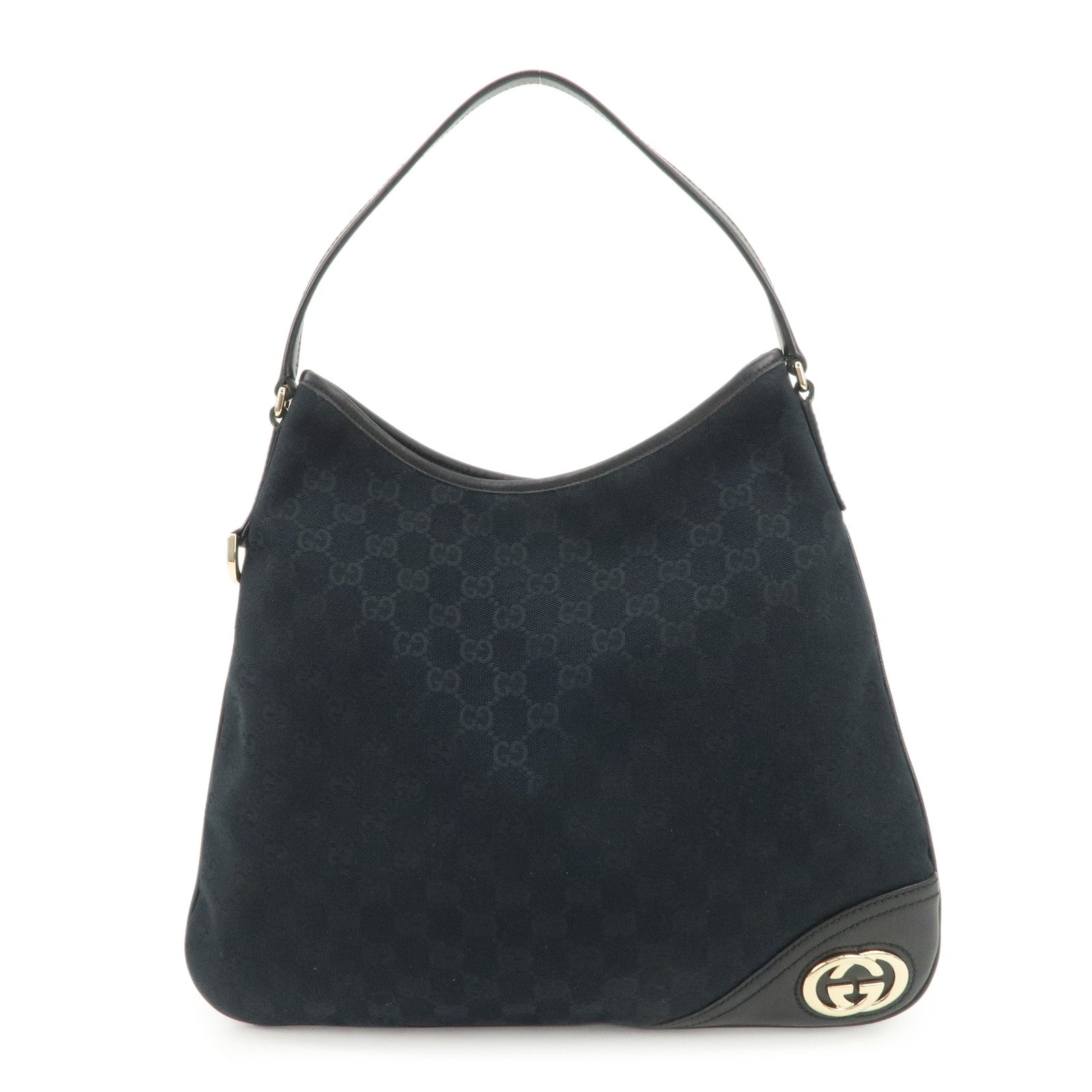 GUCCI Interlocking G GG Monogram Canvas Leather Shoulder Bag 169947