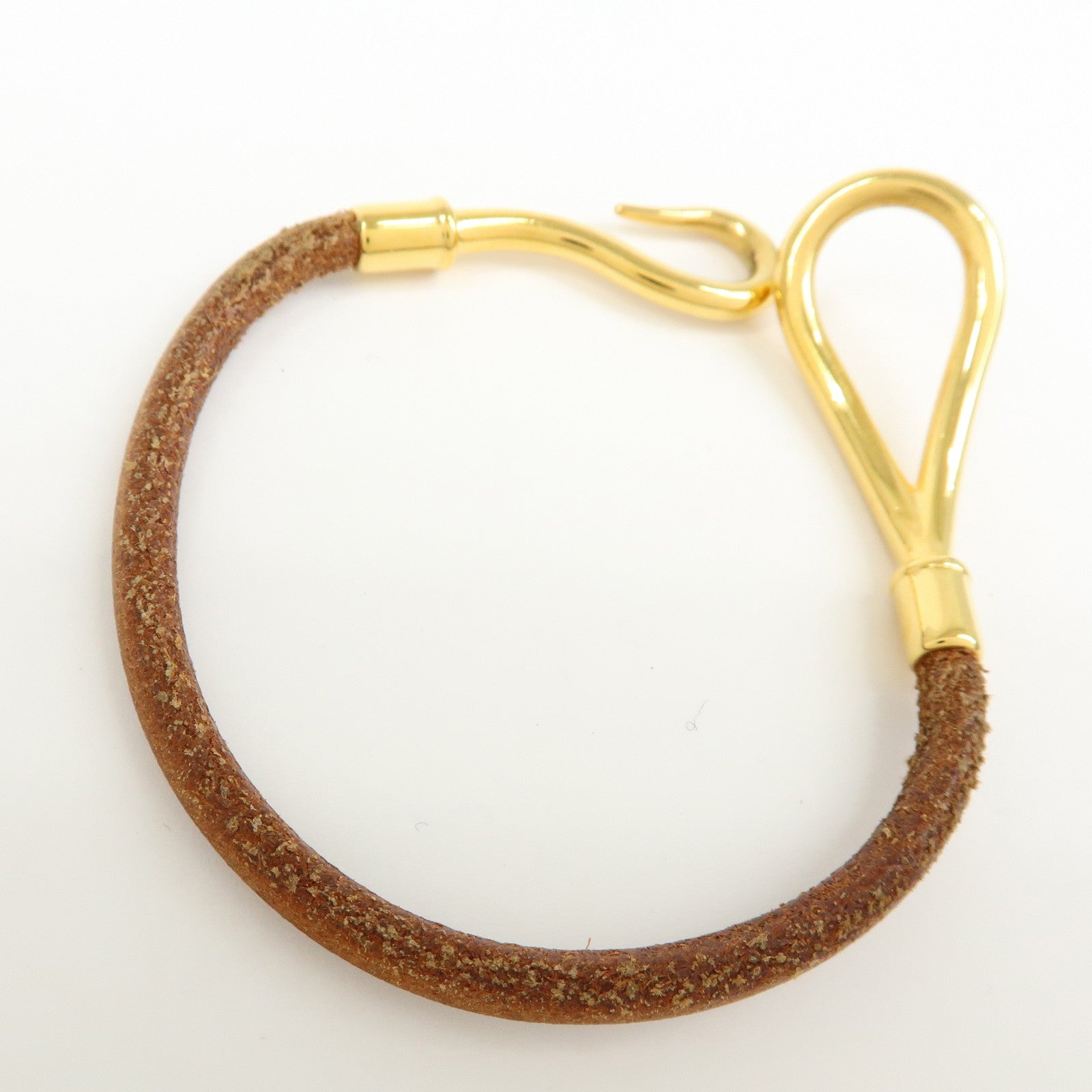 HERMES Leather Jumbo Choker Bracelet Brown