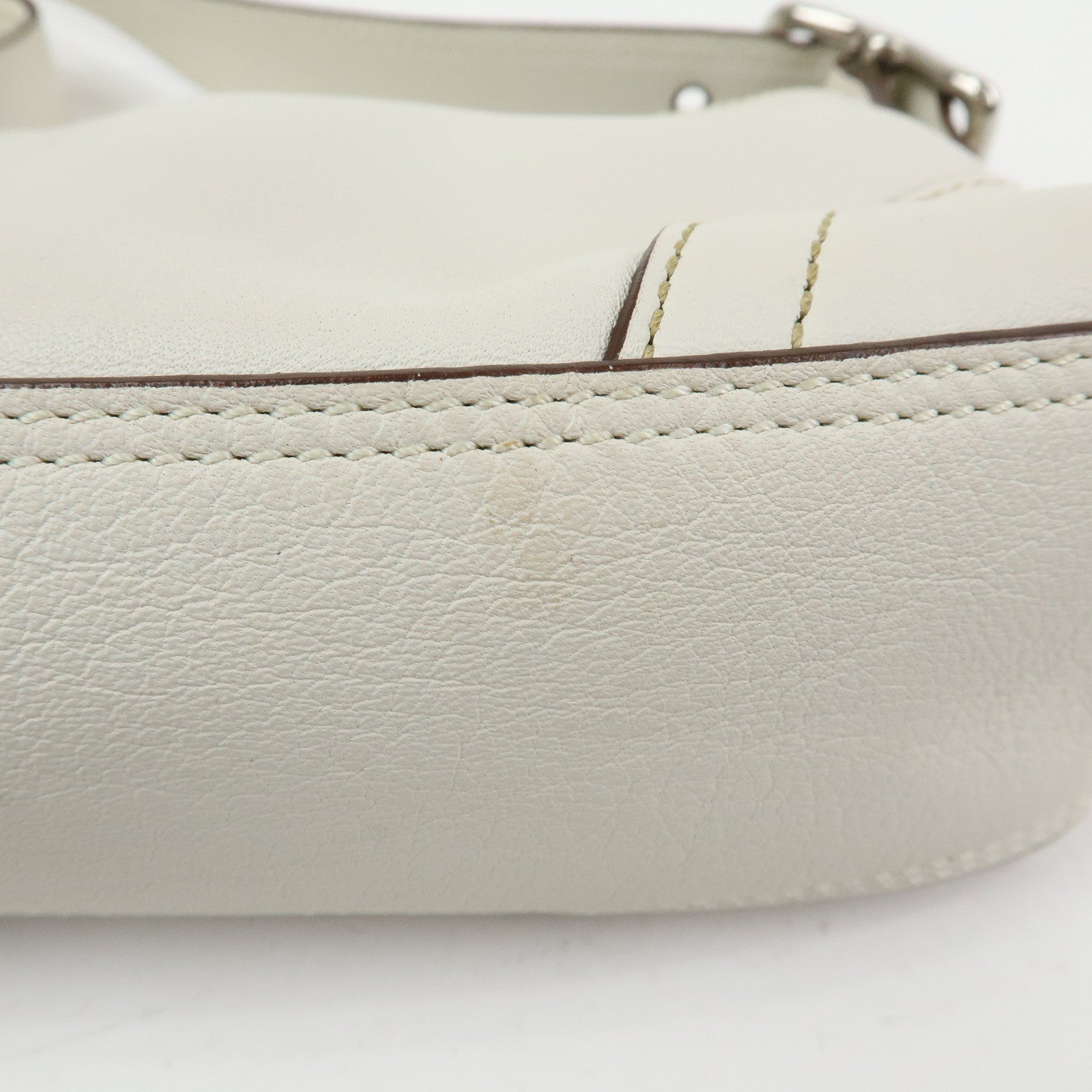 COACH Leather Hand Bag Shoulder Bag Pouch Charm White