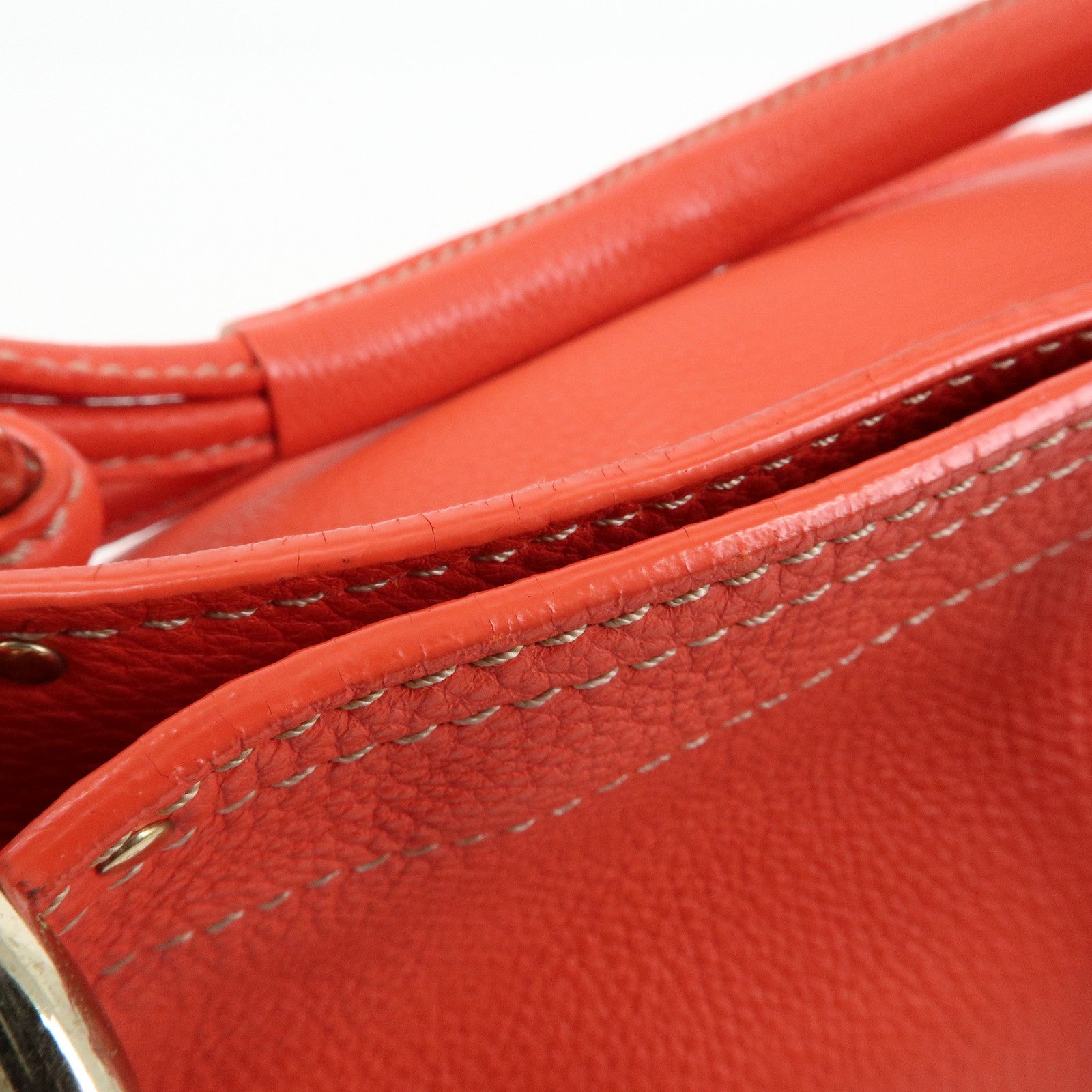 CELINE Bittersweet Leather Shoulder Bag Hand Bag Tote Bag Red