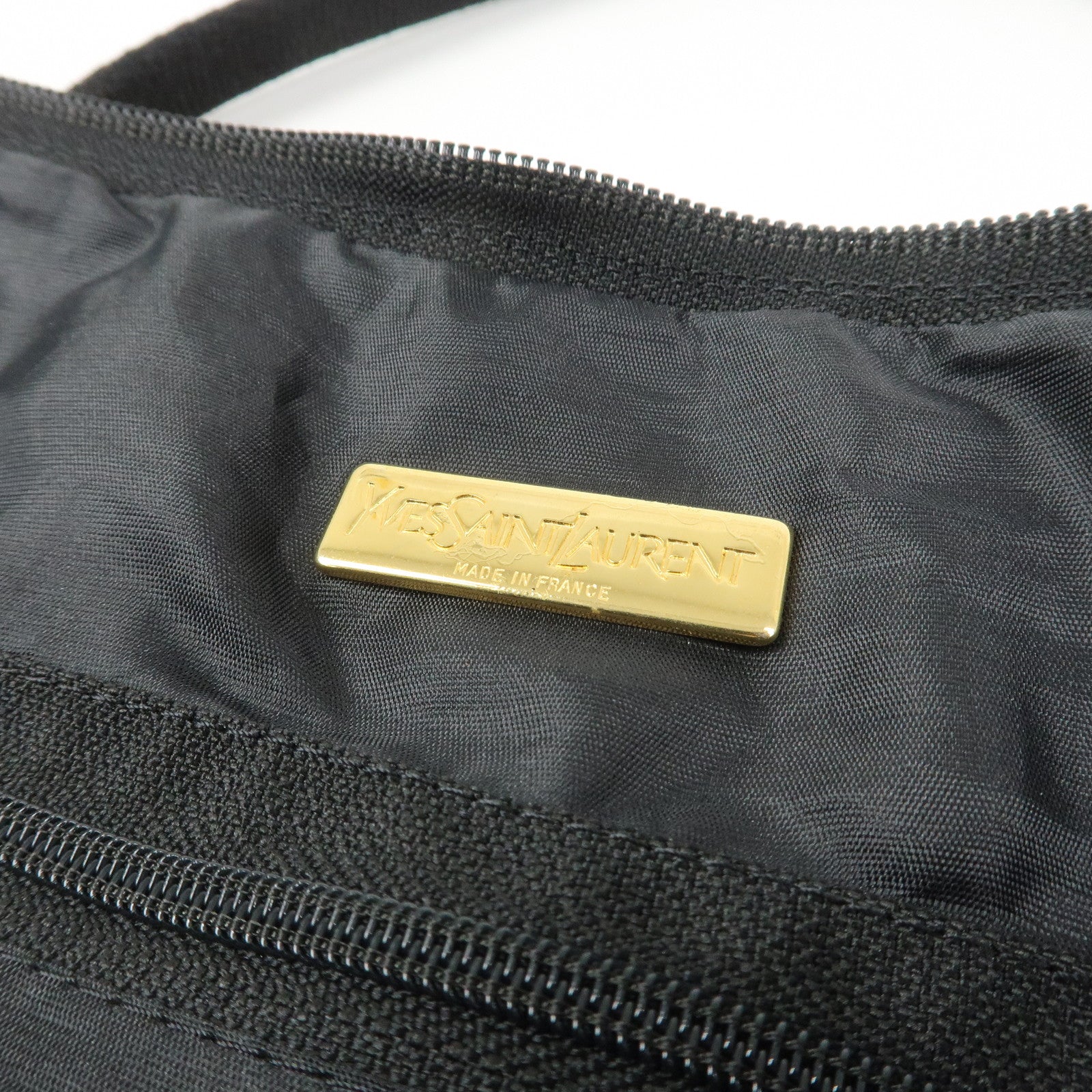 SAINT LAURENT Logo Nylon Black Hand Bag Multicolor