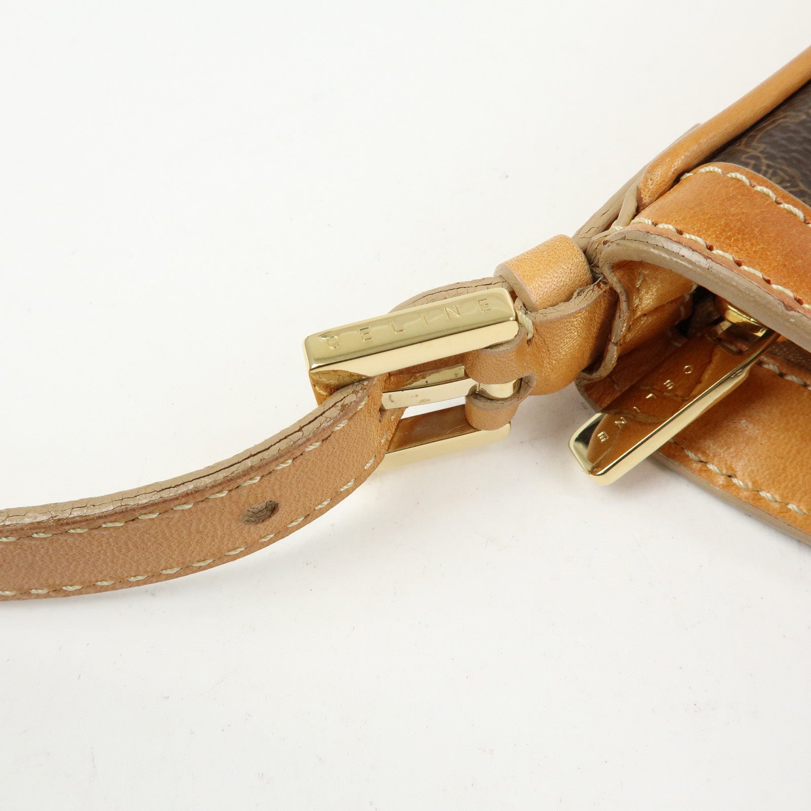 CELINE Macadam PVC Leather Shoulder Bag Hand Bag Brown