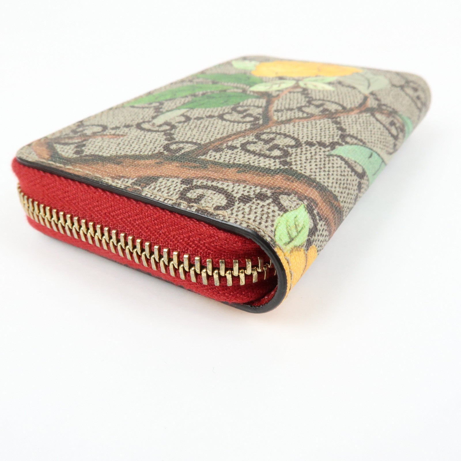 GUCCI Tian GG Supreme Leather Zippy Around Card Case Beige 424897