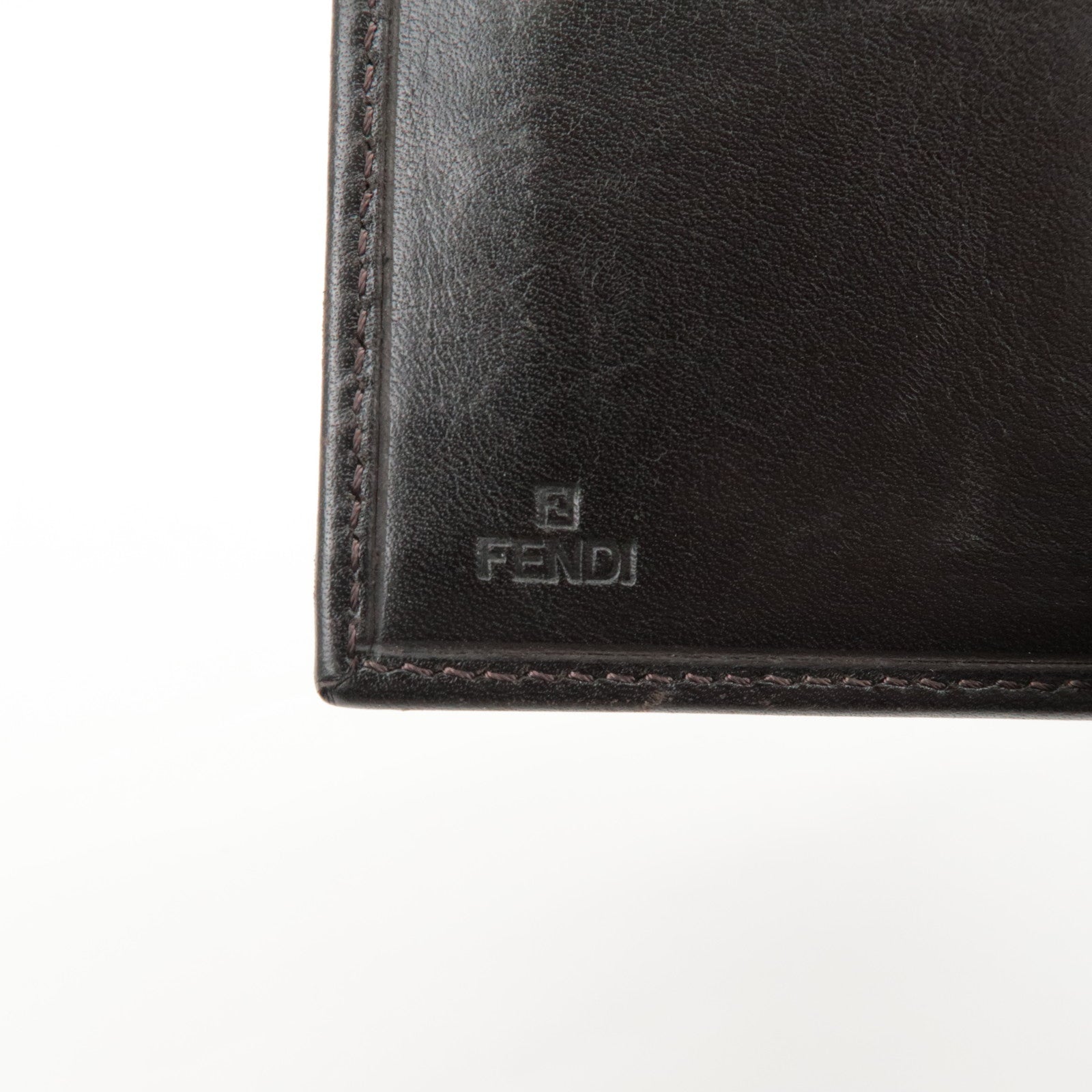 FENDI Zucca Set of 2 Canvas Leather Wallet Brown Black 8M0029 2270 Used