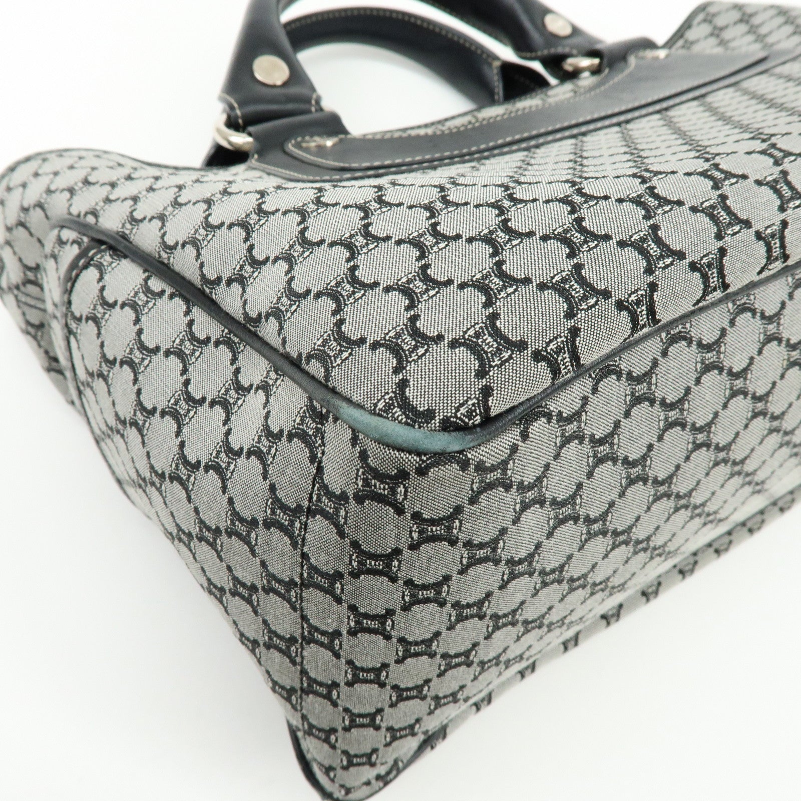 CELINE Macadam Canvas Leather Boogie Bag Hand Bag Navy