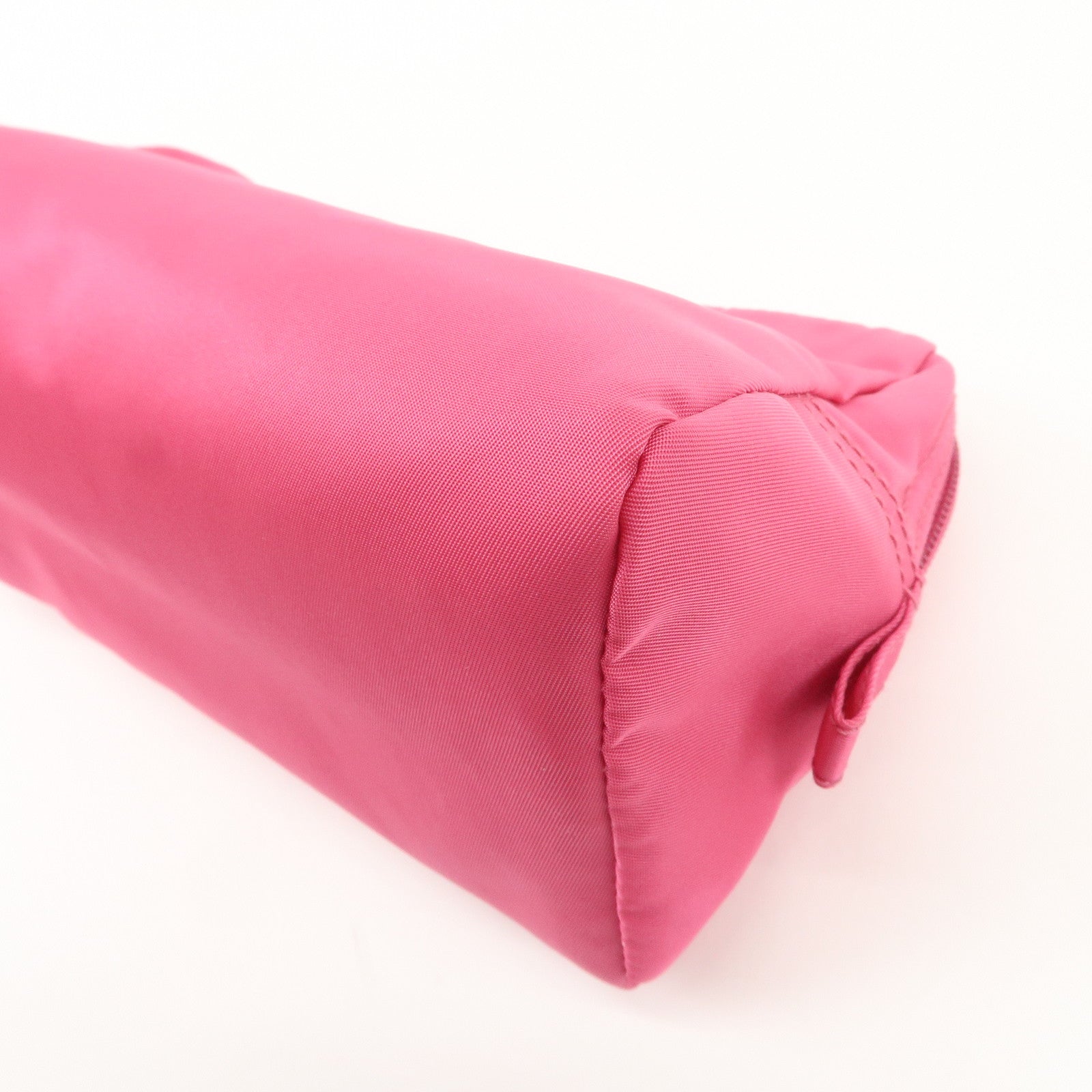 PRADA Triangle Logo Nylon Pouch Cosmetic Pouch Fuchsia Pink 1NA693