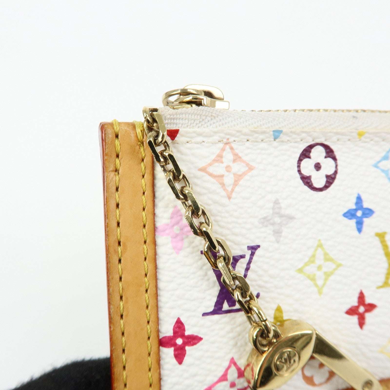 Louis Vuitton Monogram Multicolor Pochette Cles Blanc M92655