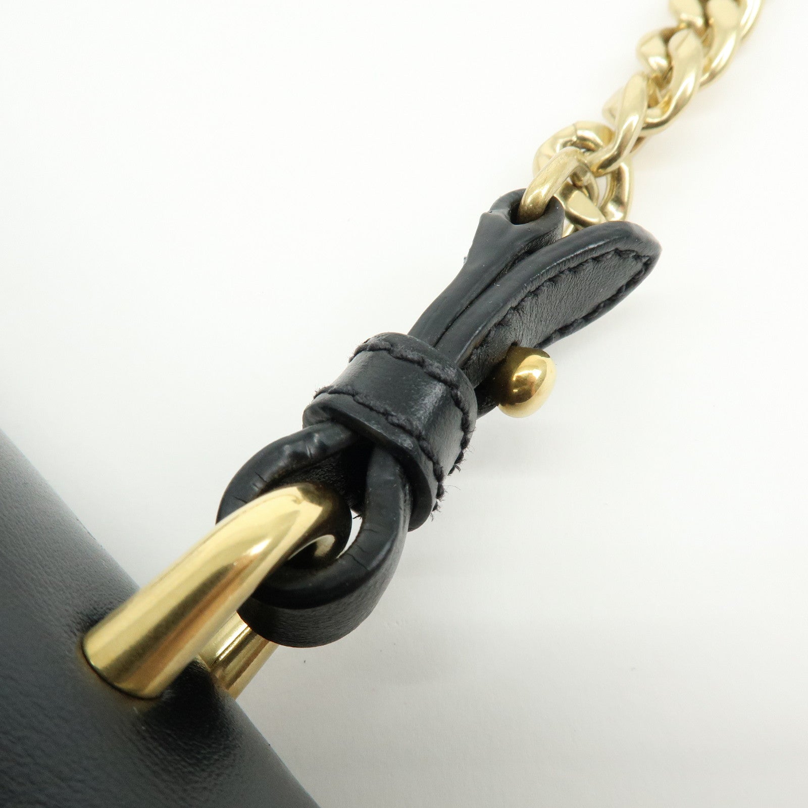 MIU MIU Logo Soft Calf Leather Chain Shoulder Bag Black 5BD147