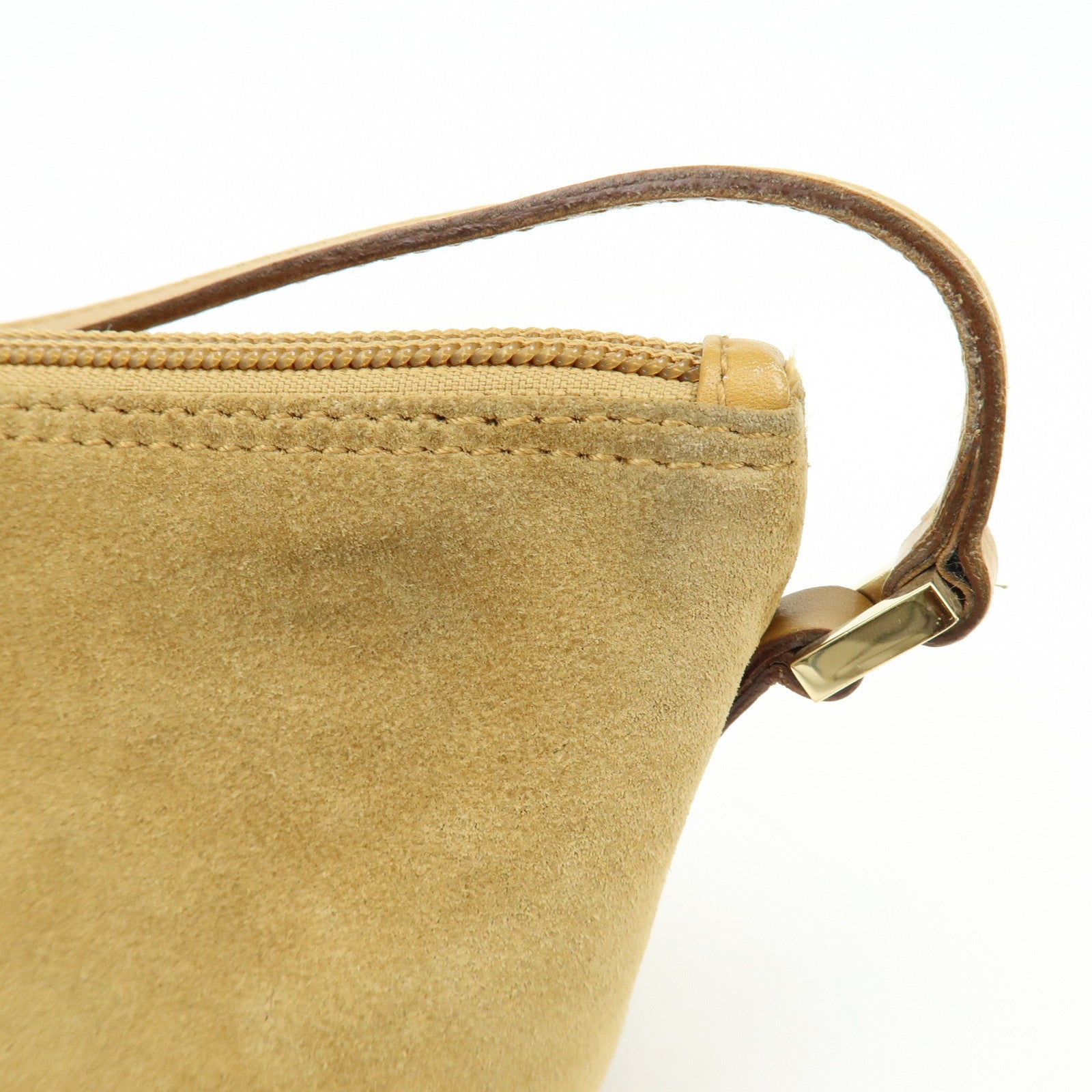 GUCCI Boat Bag Suede Leather Pouch Hand Bag Brown 039.1103