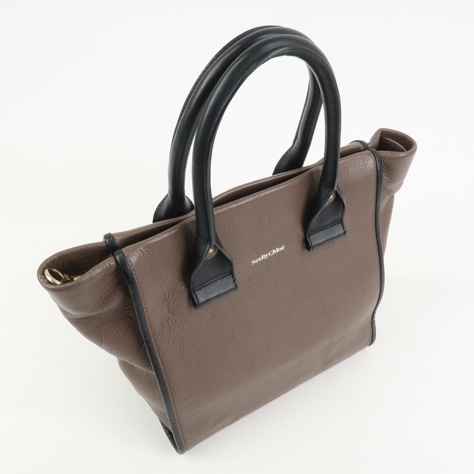 Chloe See by Chloe Leather Tote Bag Hand Bag Gray