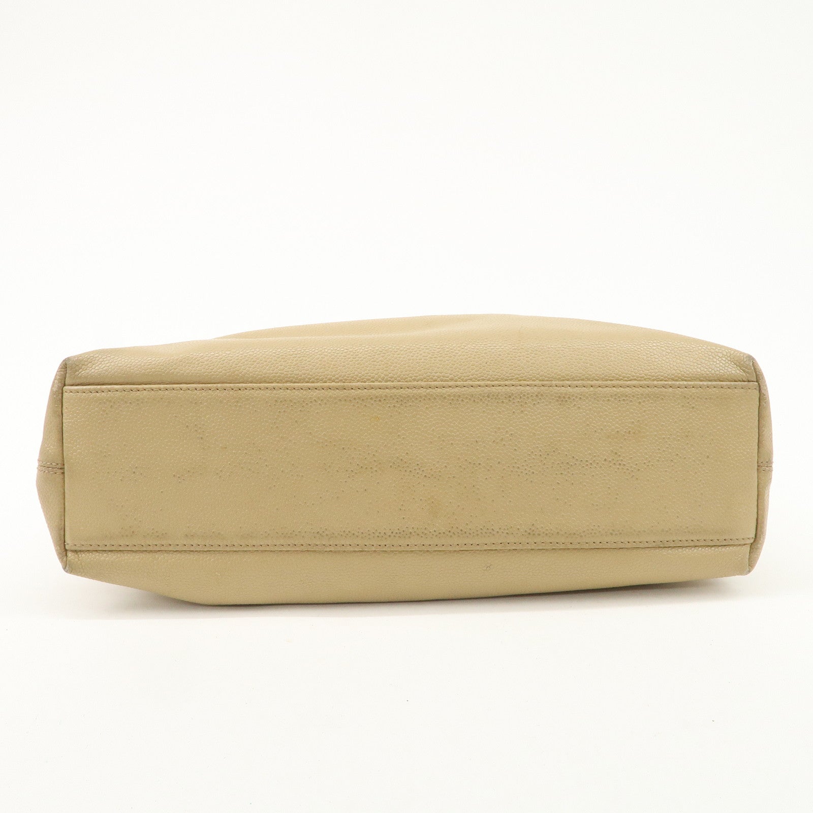 CHANEL COCO Mark Leather Chain Shoulder Bag Hand Bag Beige Used