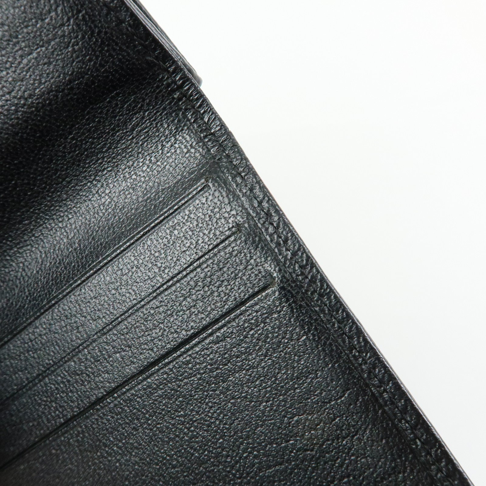CHANEL COCO Mark Lamb Skin Tri-fold Compact Wallet Black A13456