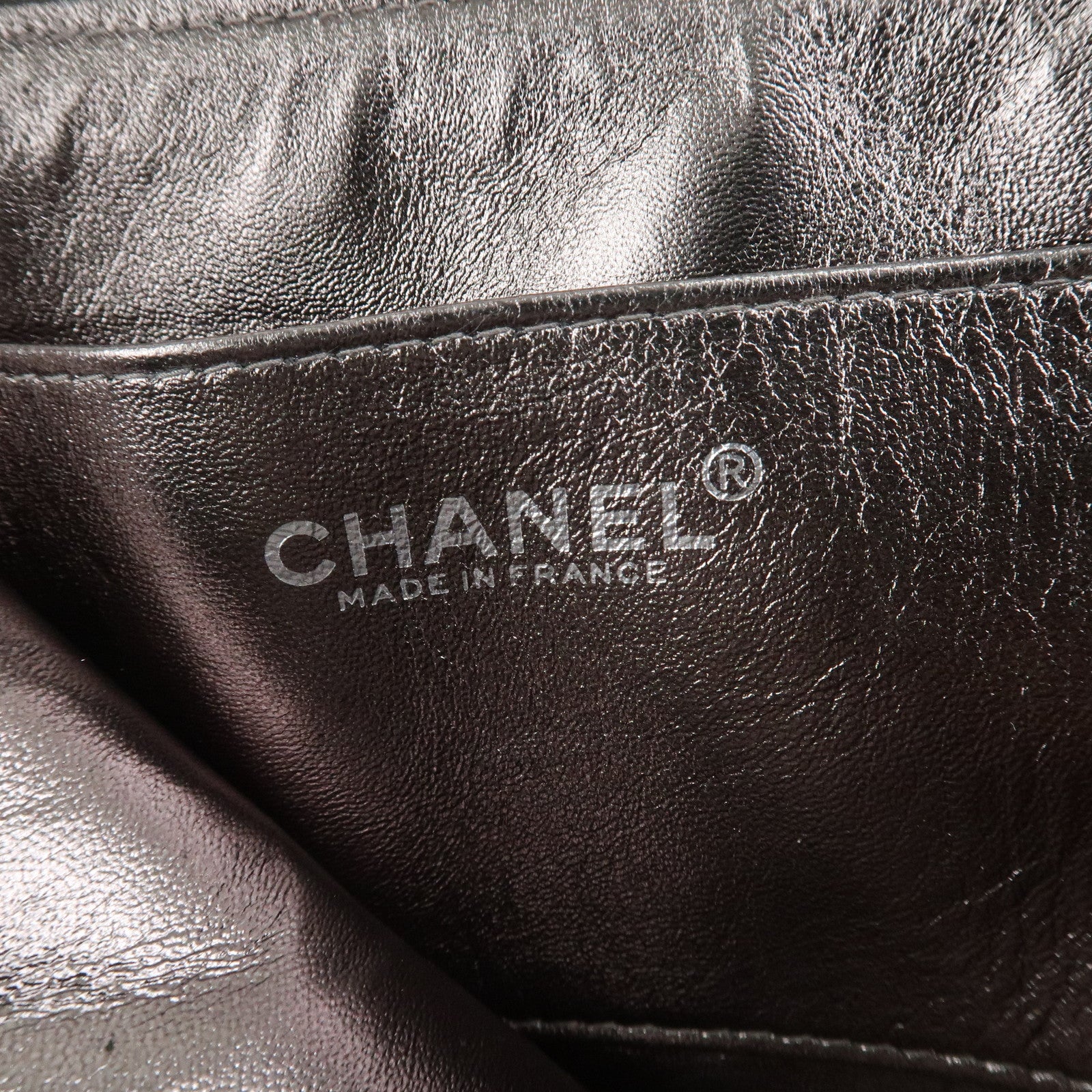 CHANEL Chocolate Bar Leather Clutch Bag Hand Bag Silver