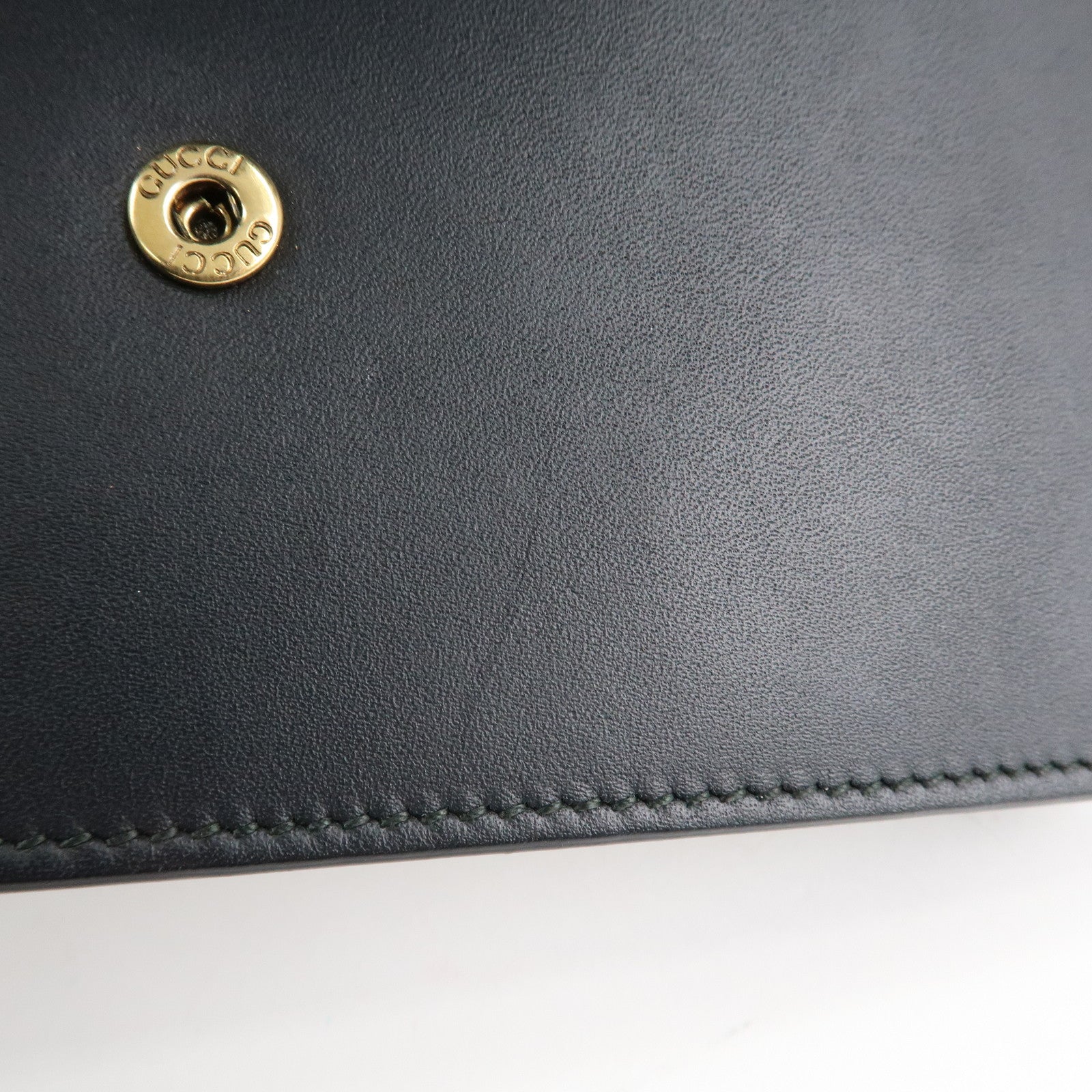 GUCCI GG Marmont Leather Chain Wallet Gold HDW Black 431478 Used