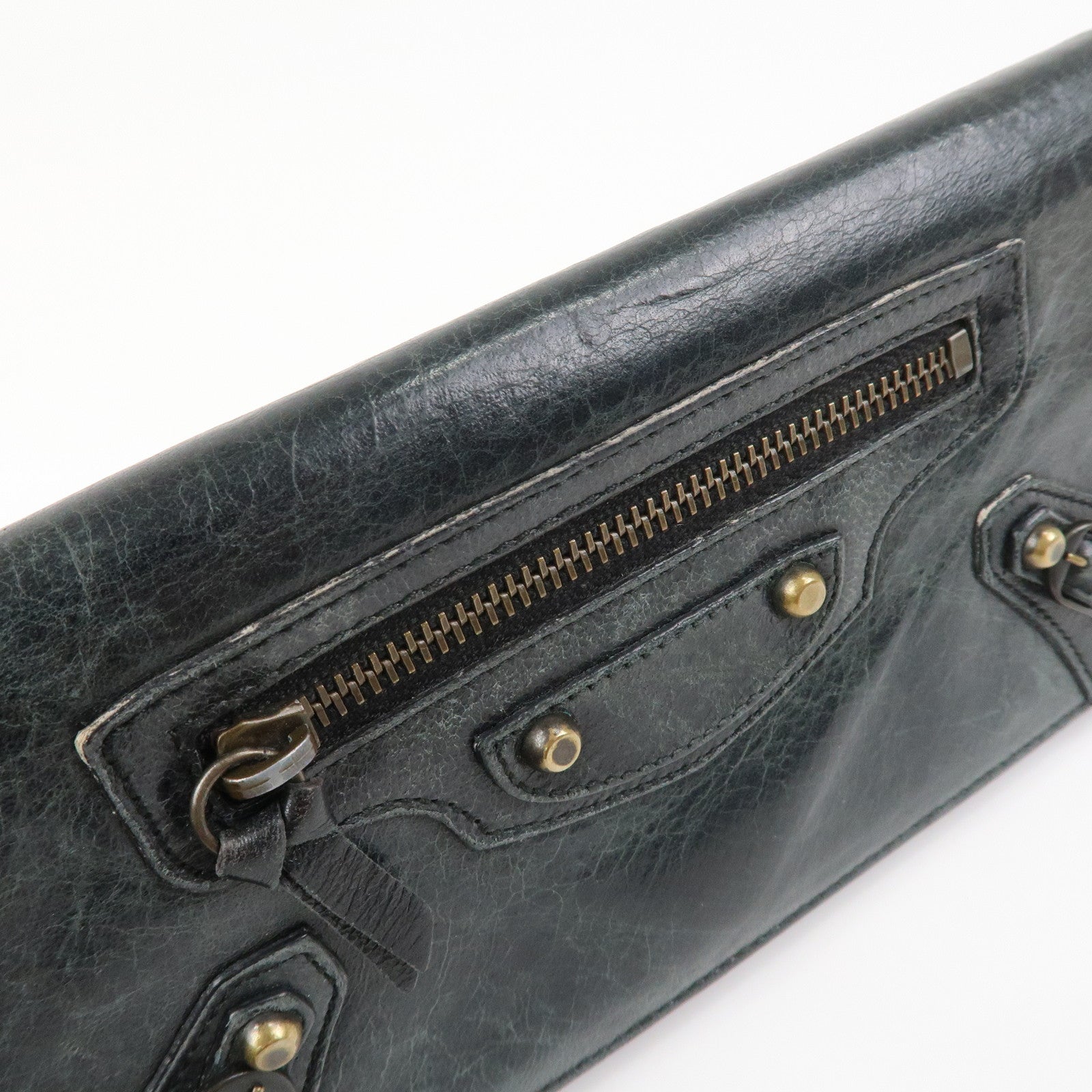 BALENCIAGA Logo Leather Bi-Fold Long Wallet Black