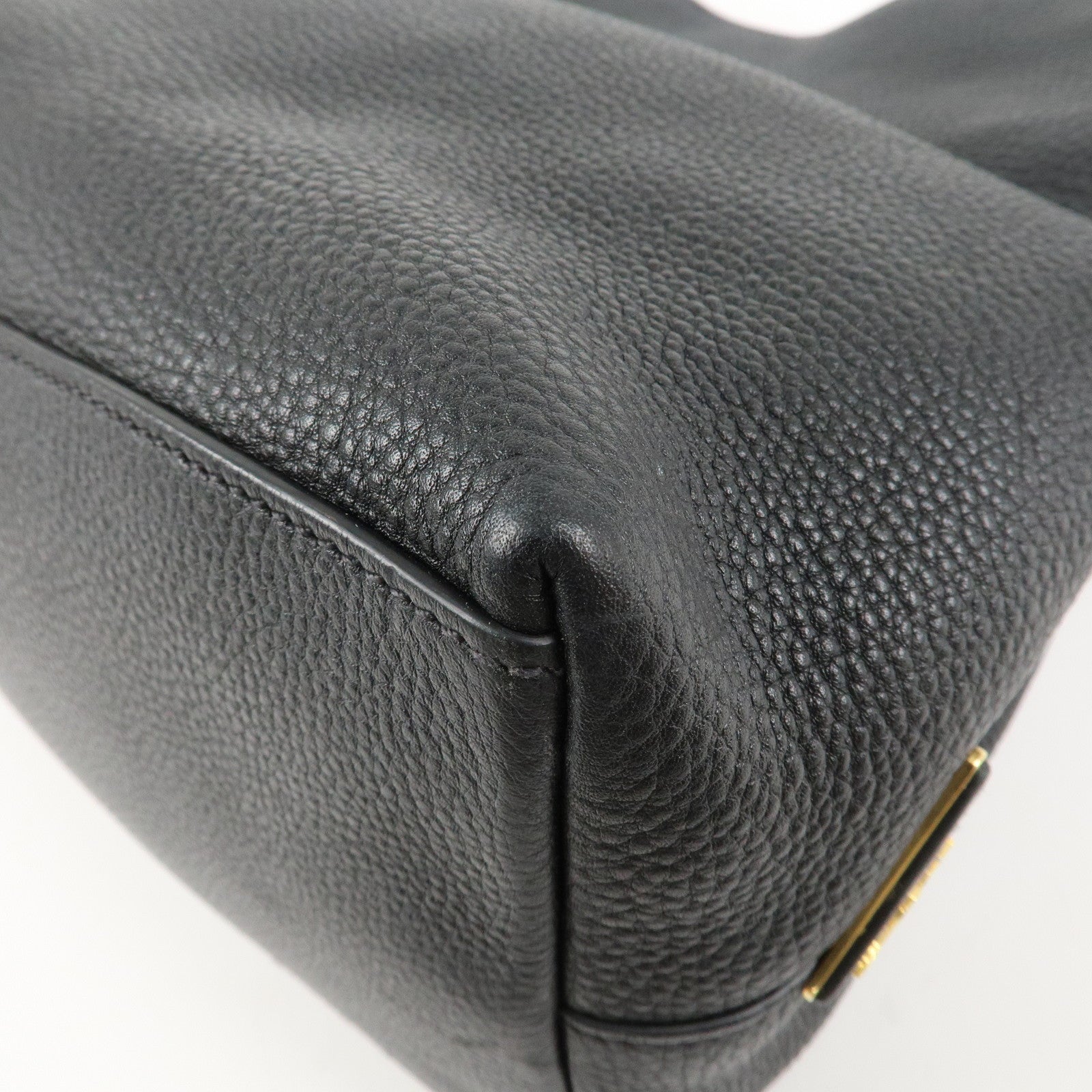 PRADA VITTELLO PHOENIX Triangle Logo Leather Shoulder Bag Black 1BC051 Used