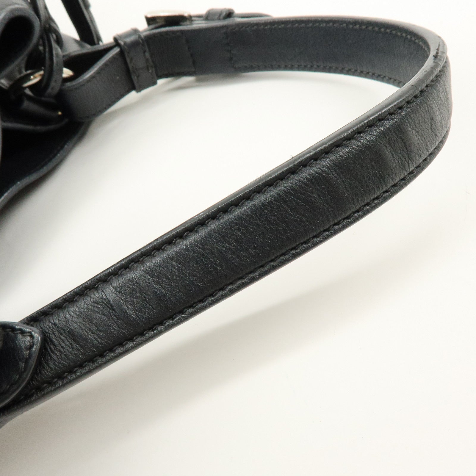 PRADA Triangle Logo City Calf Leather 2Way Bag Bucket Bag Black