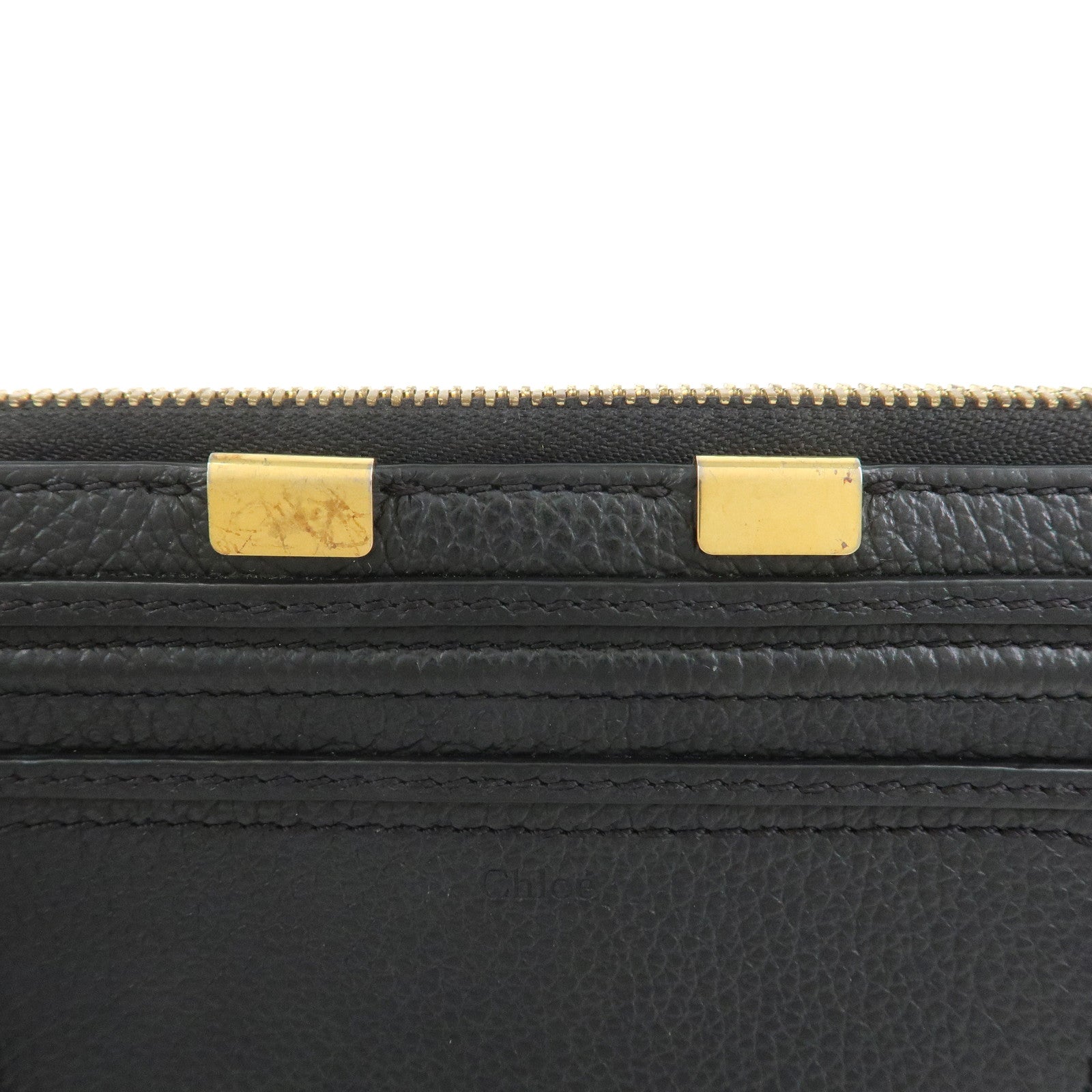 Chloe Marcie Leather Zippy Long Wallet Black