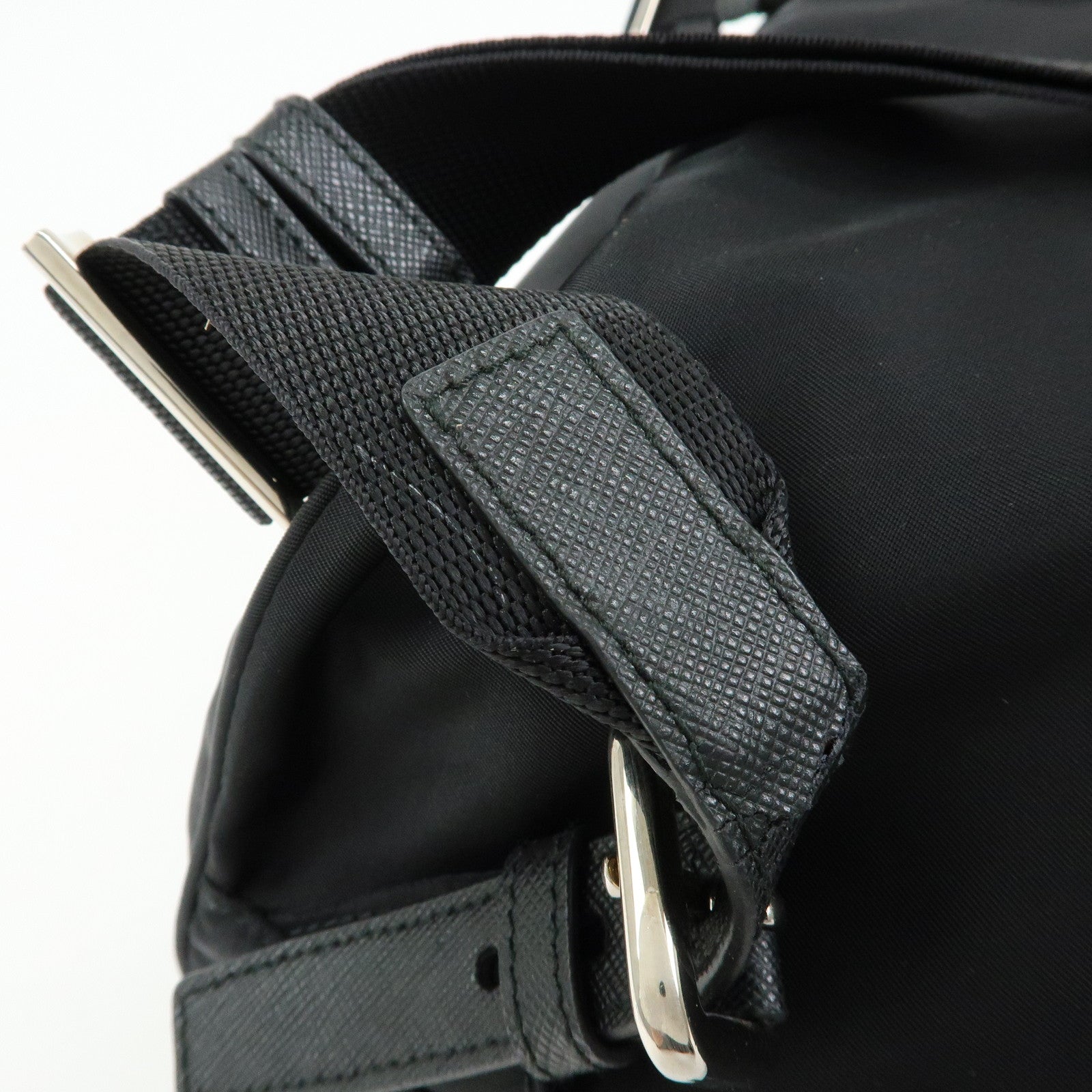 PRADA Triangle Logo Nylon Leather Backpack Rucksack Black 1BZ005