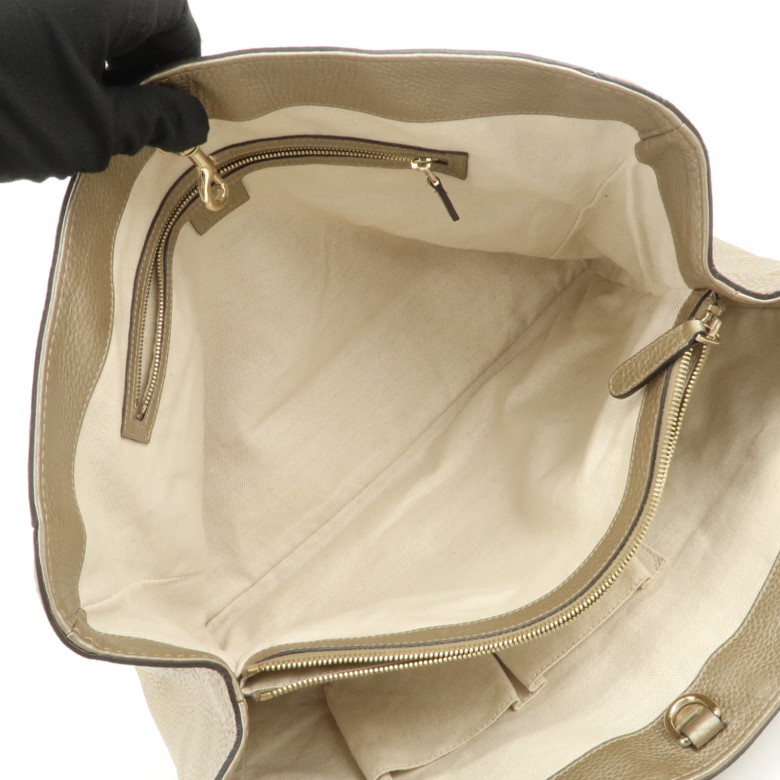 GUCCI Bamboo Leather Tote Bag Shoulder Bag Champagne Gold 269945