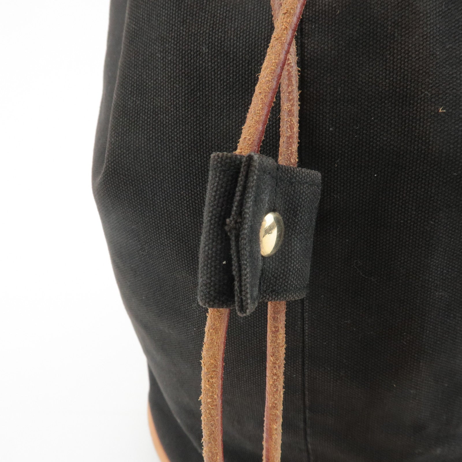 HERMES Canvas Leather Porochon Mimil PM Shoulder Bag Brown Used