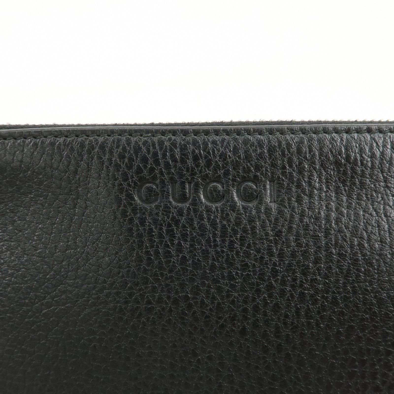 GUCCI Leather Clutch Bag Pouch Black Silver Hardware 546532 Used