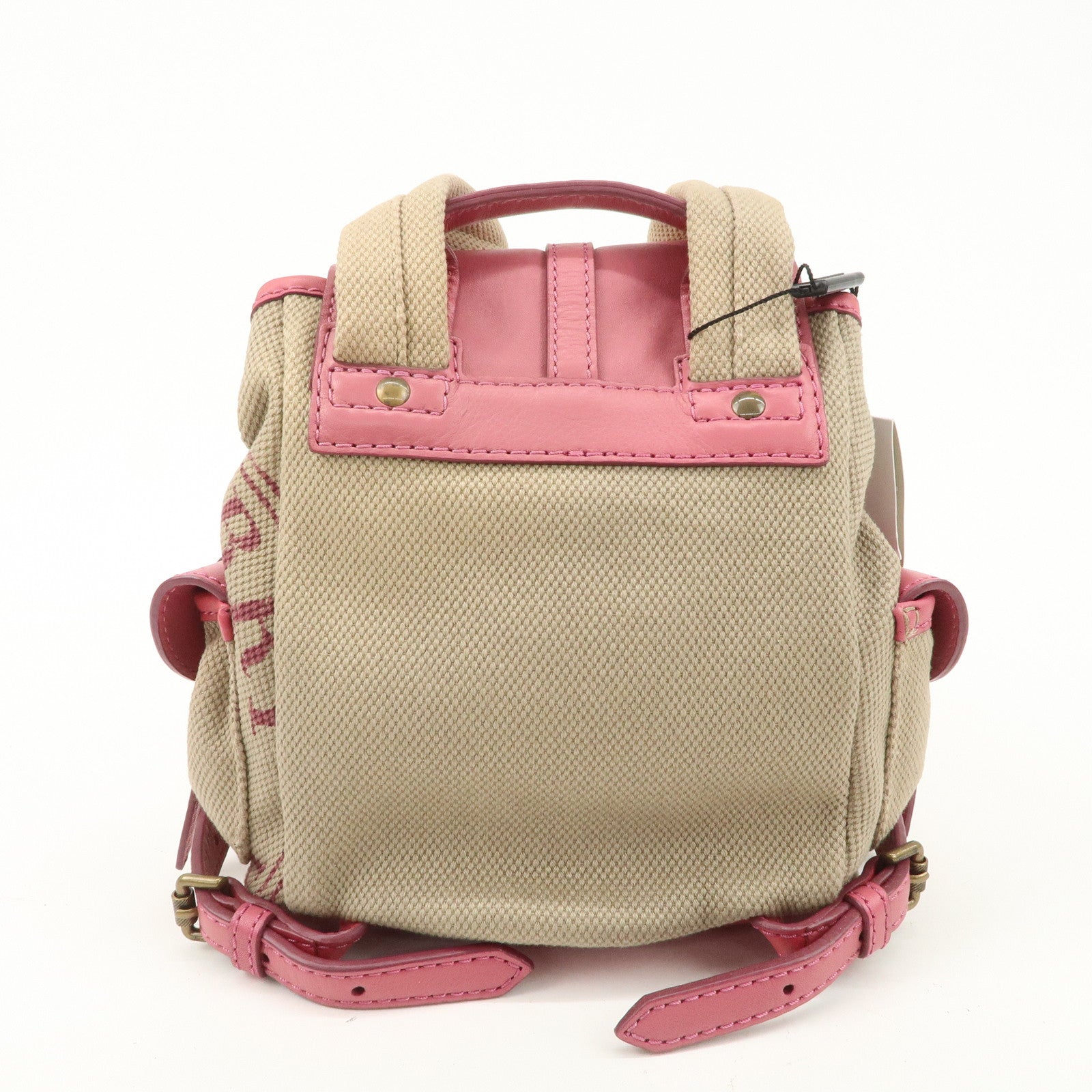 BURBERRY Children Canvas Leather Mini Rucksack Backpack Beige Pink