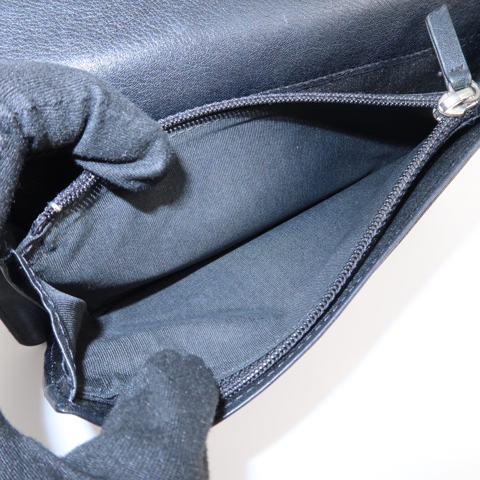 CHANEL COCO Mark Matelasse Patent Leather Long Wallet Black A48691