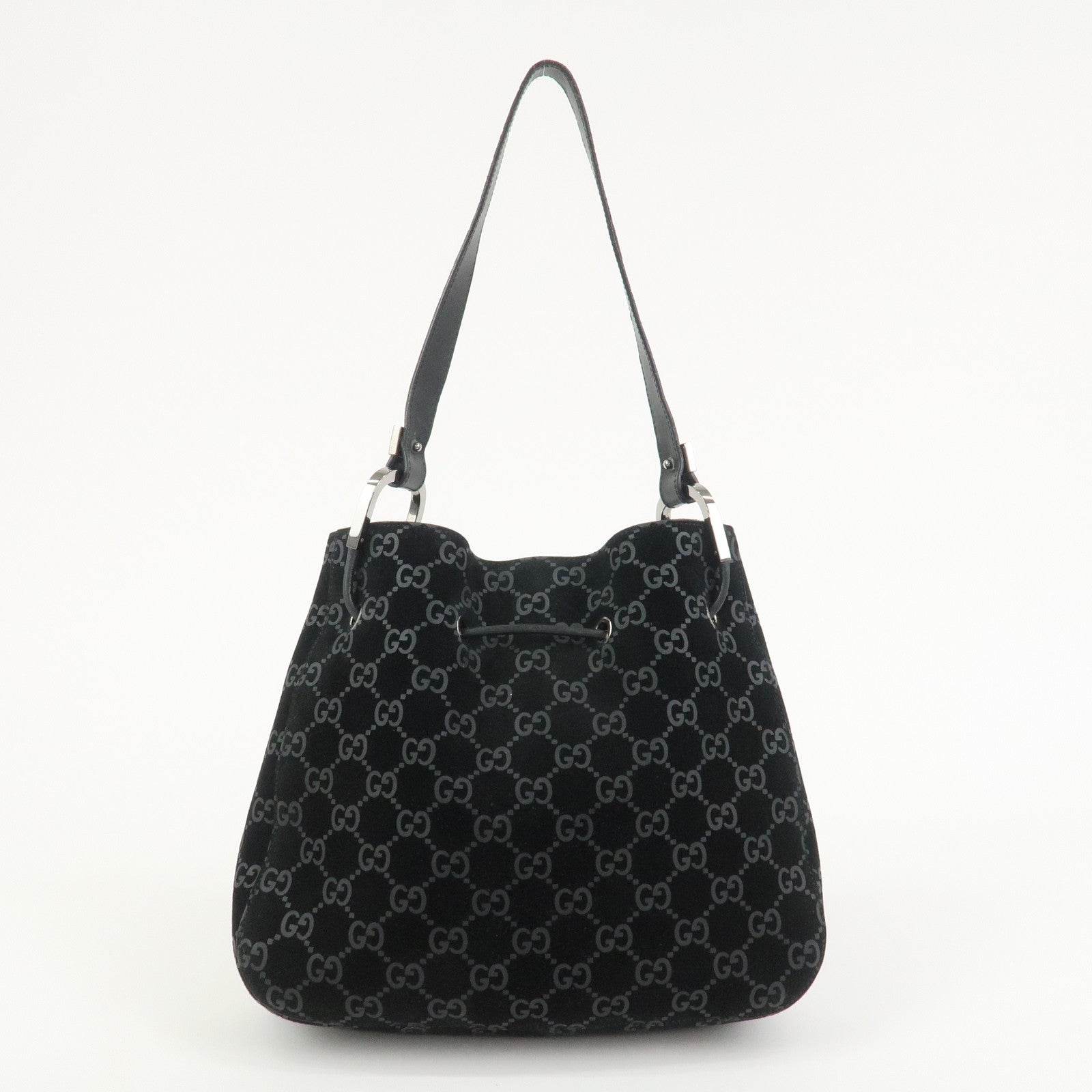 GUCCI GG Suede Shoulder Bag Hand Bag Black 001・3748