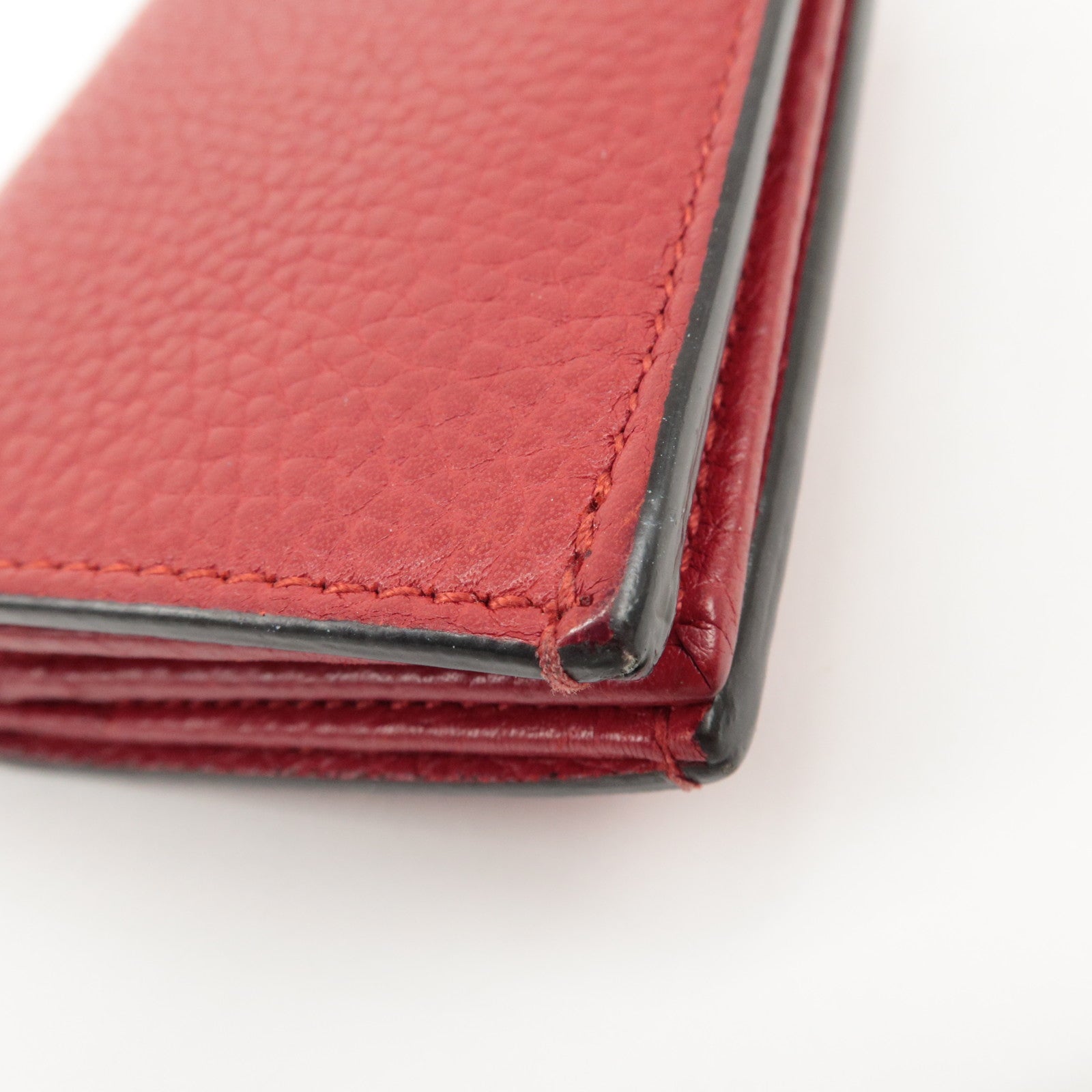 GUCCI Animalier Leather Bi-fold Compact Wallet Red 453169 Used