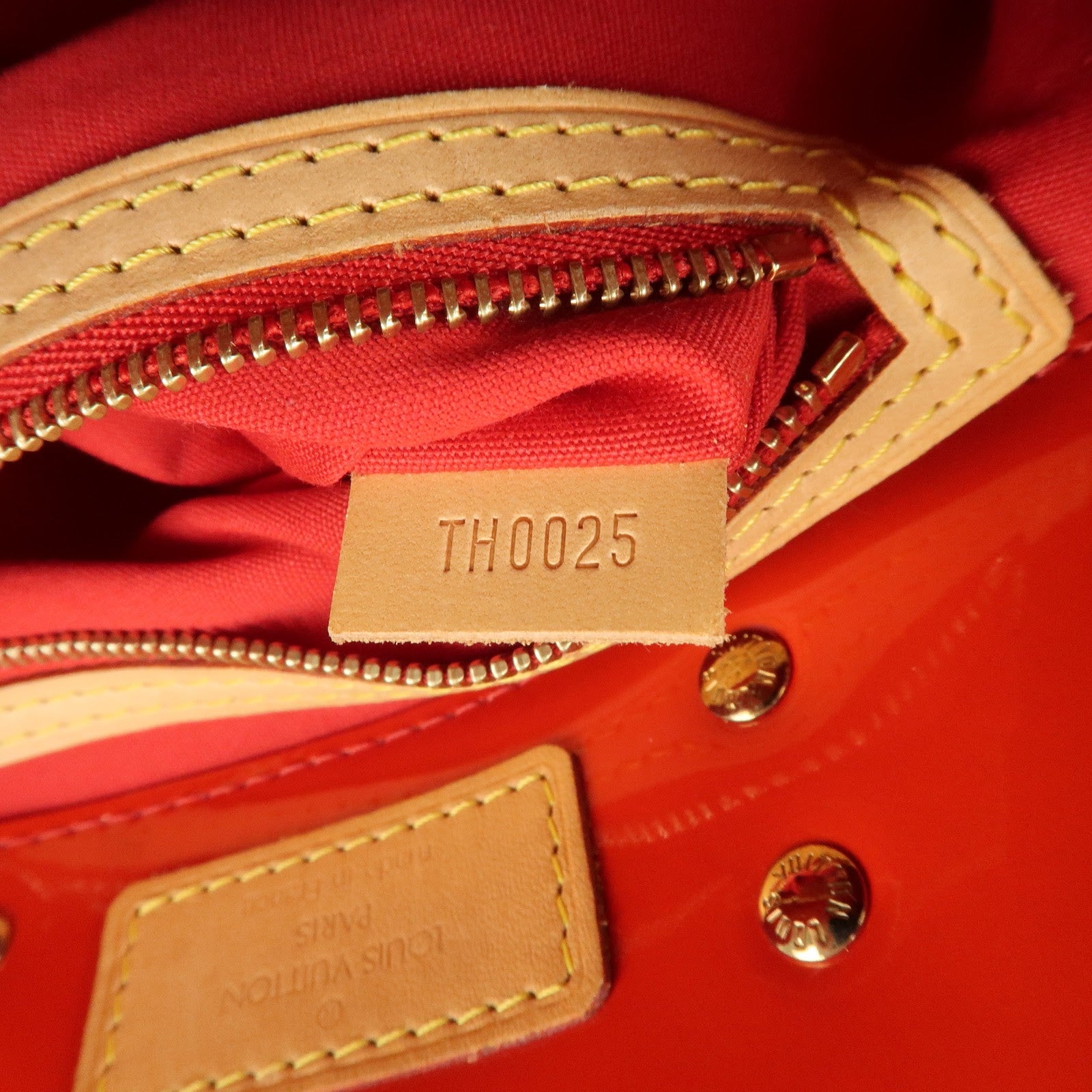 Louis Vuitton Monogram Vernis Leather Lead PM Hand Bag Rouge M91088