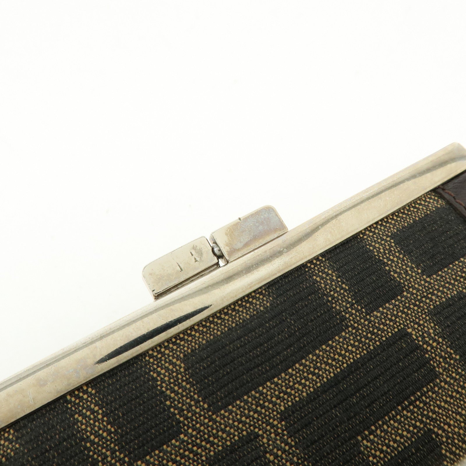 FEND Zucca Canvas Leather Compact Wallet Coin Case Brown