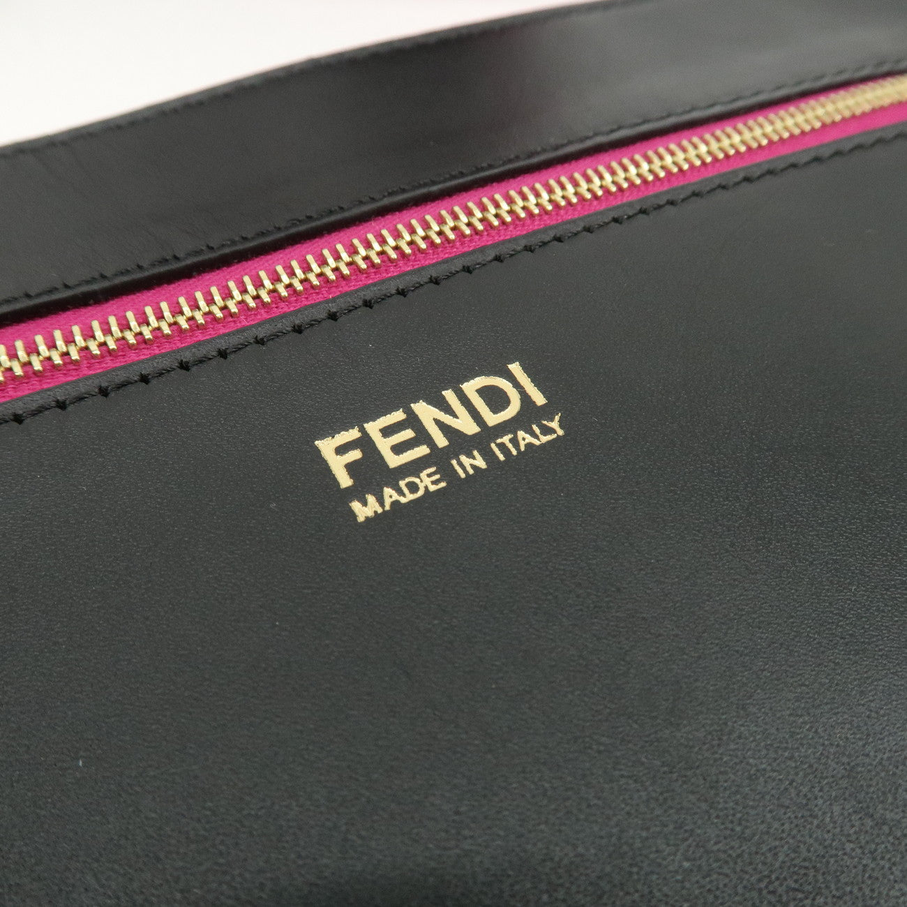 FENDI Pequin Canvas Leather Tote Bag Hand Bag Brown Pink 8BH252