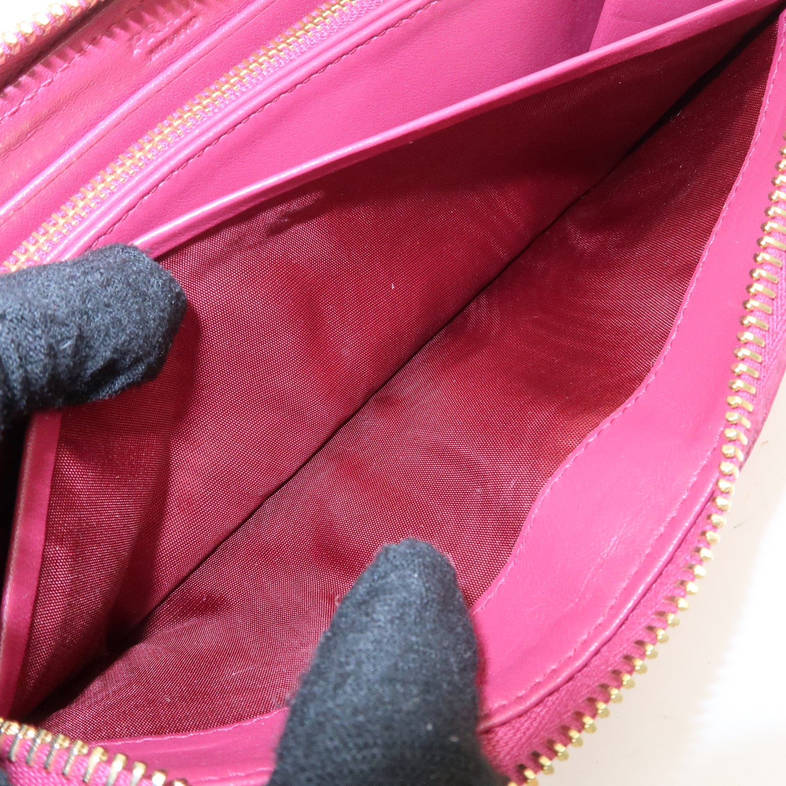 PRADA Nylon Saffiano Leather Round Zippy Long Wallet Pink 1M0506 Used