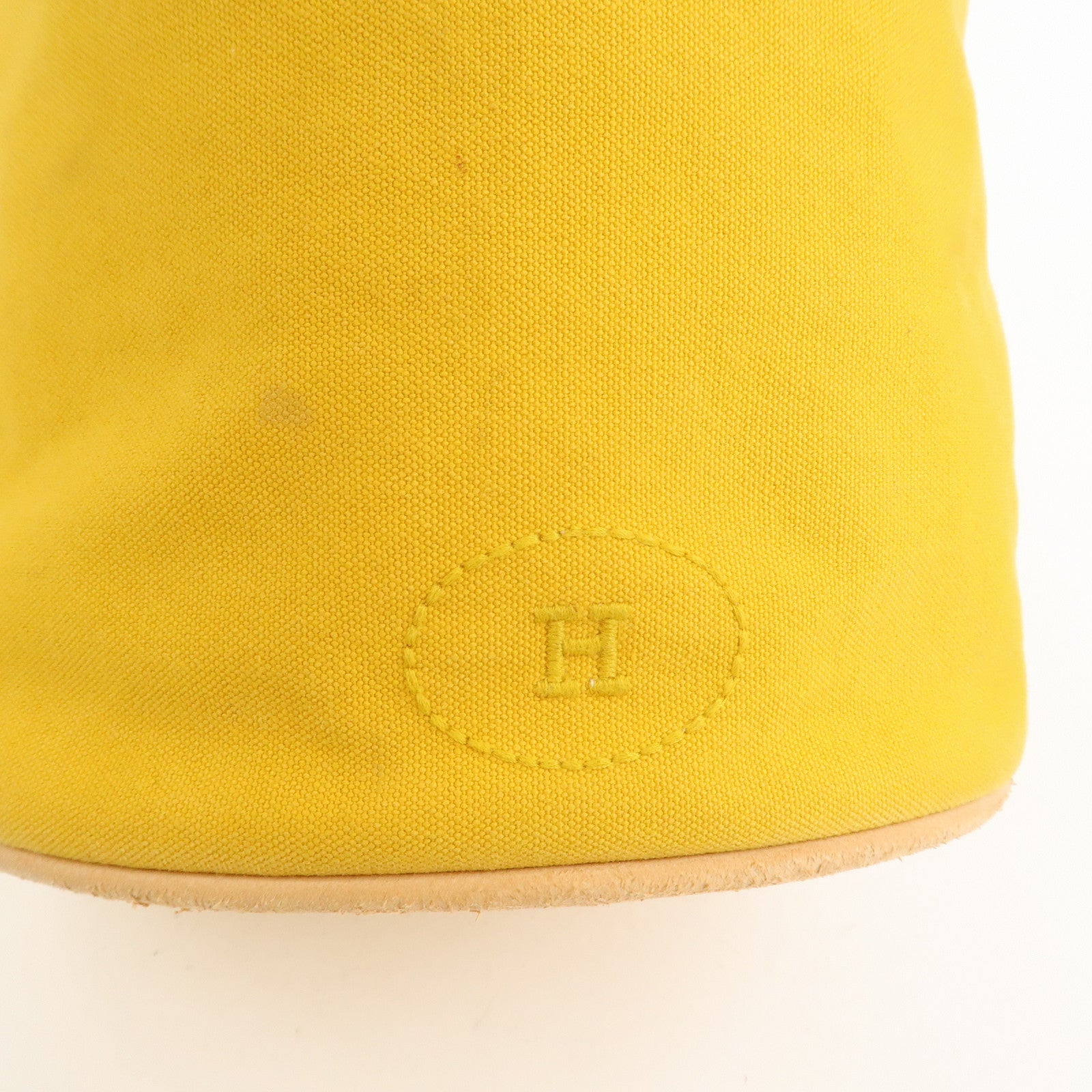 HERMES Canvas Leather Porochon Mimil PM Drawstring Backpack Yellow