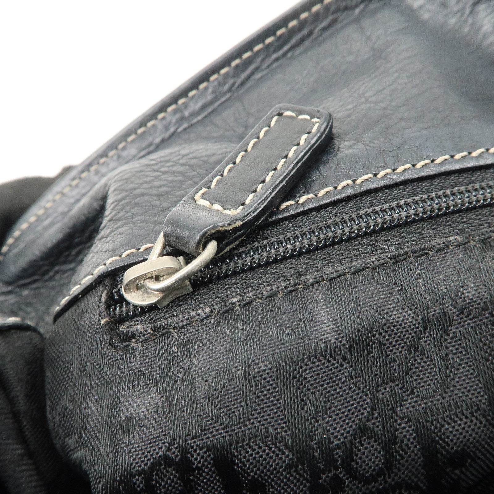 Christian Dior Leather Shoulder Bag Hand Bag Black Silver HDW