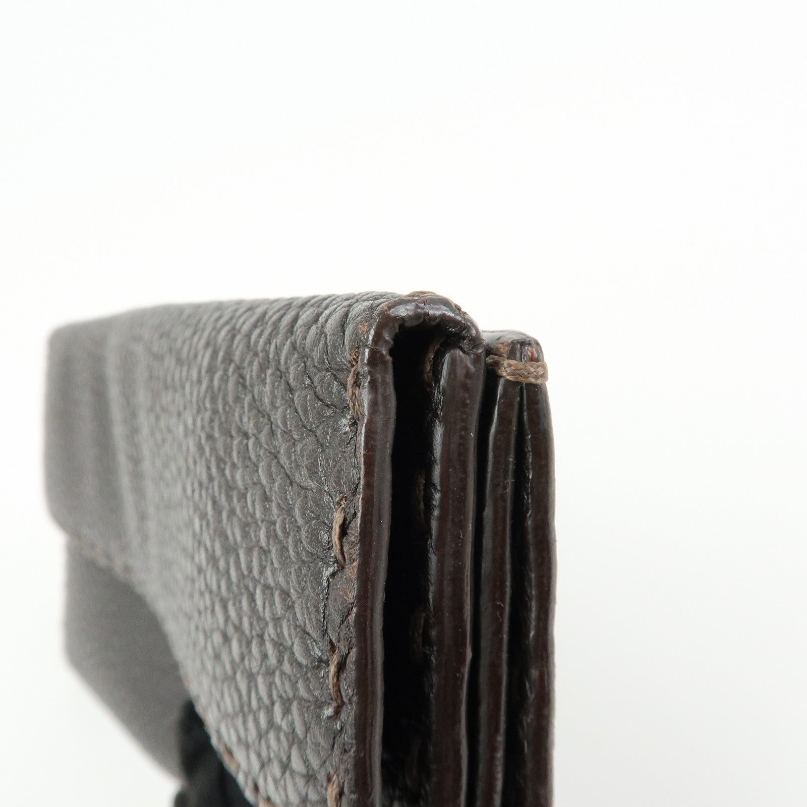 FENDI Selleria Leather Long Flap Wallet Dark Brown 8M0144