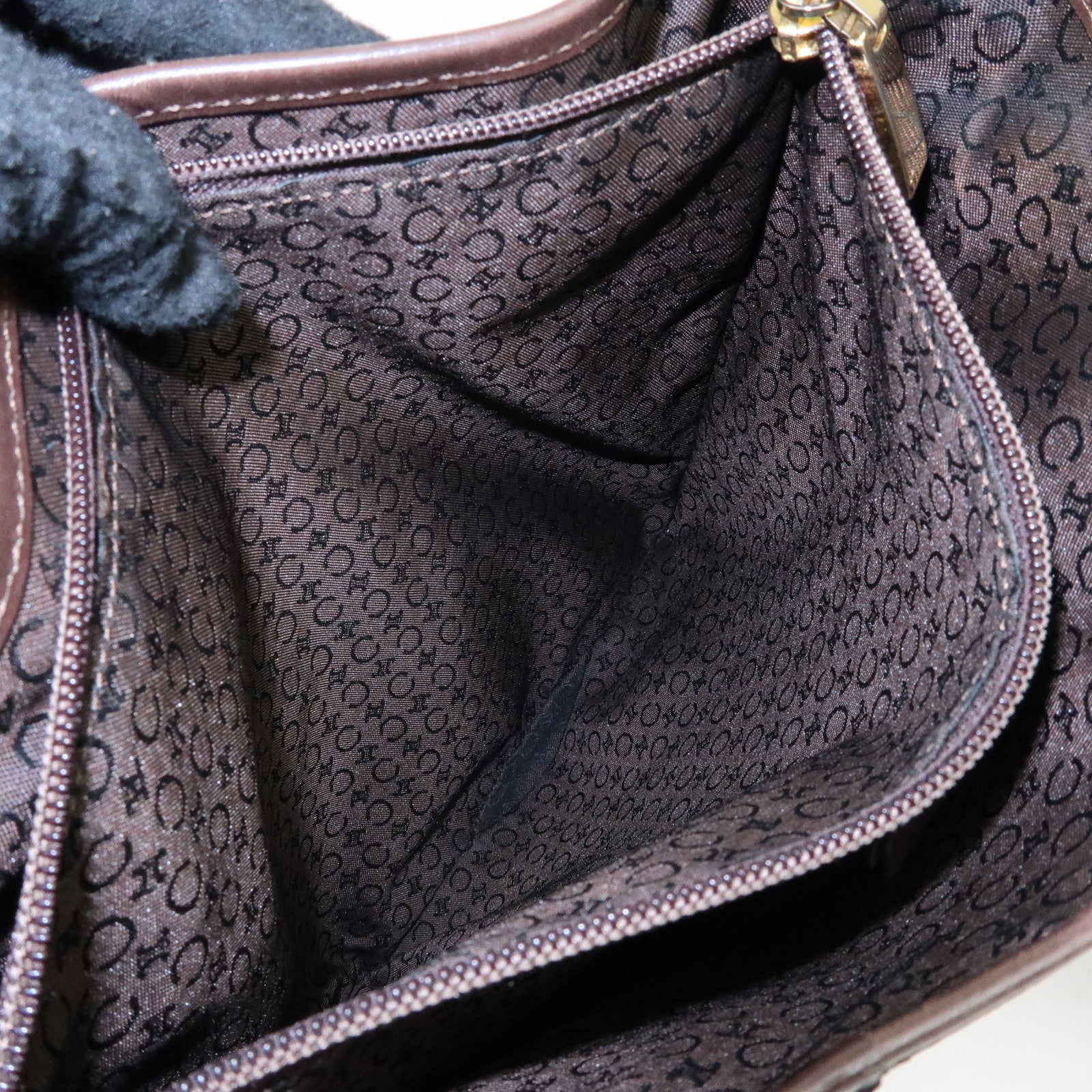 CELINE C Macadam Canvas Leather Tote Bag Shoulder Bag Brown